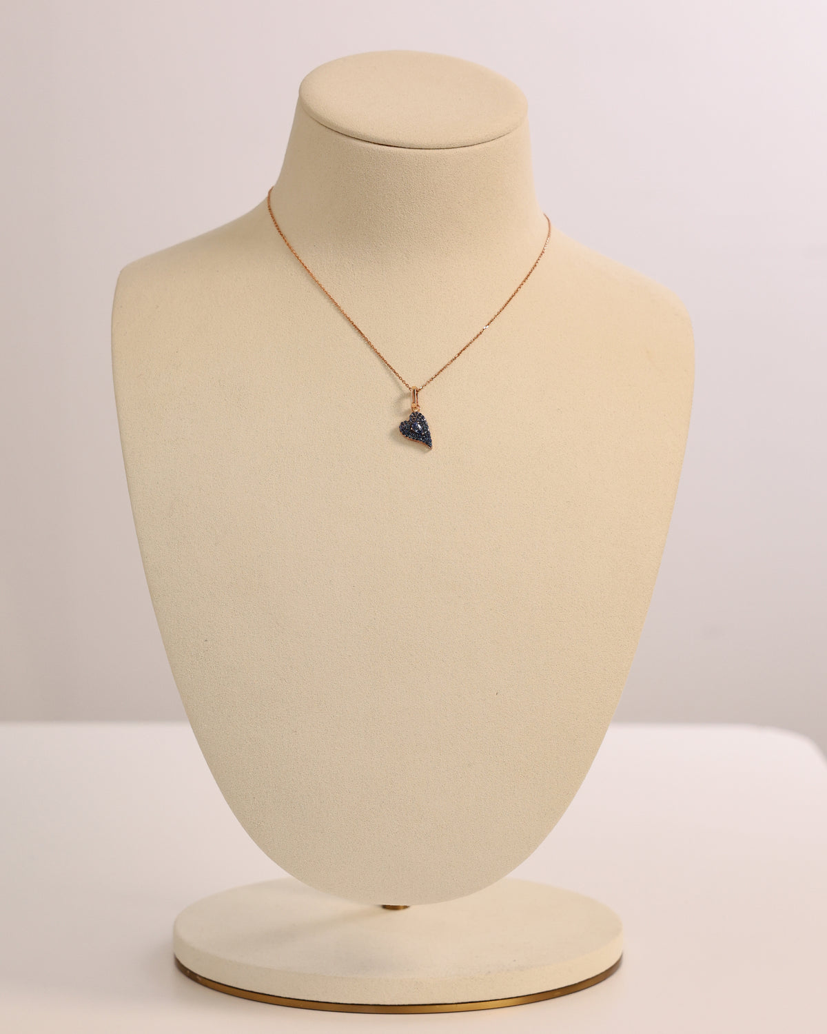 Blue Sapphire Heart Necklace in 18K Rose Gold – view 2
