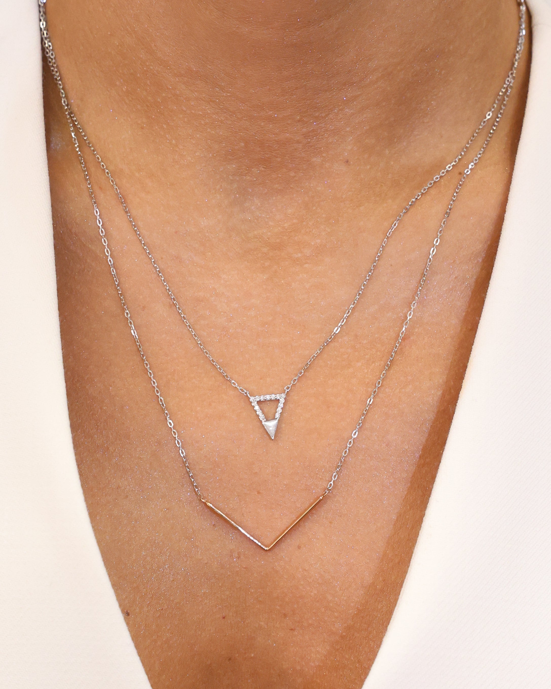 DOUBLE CHAIN NECKLACE NATURAL DIAMOND