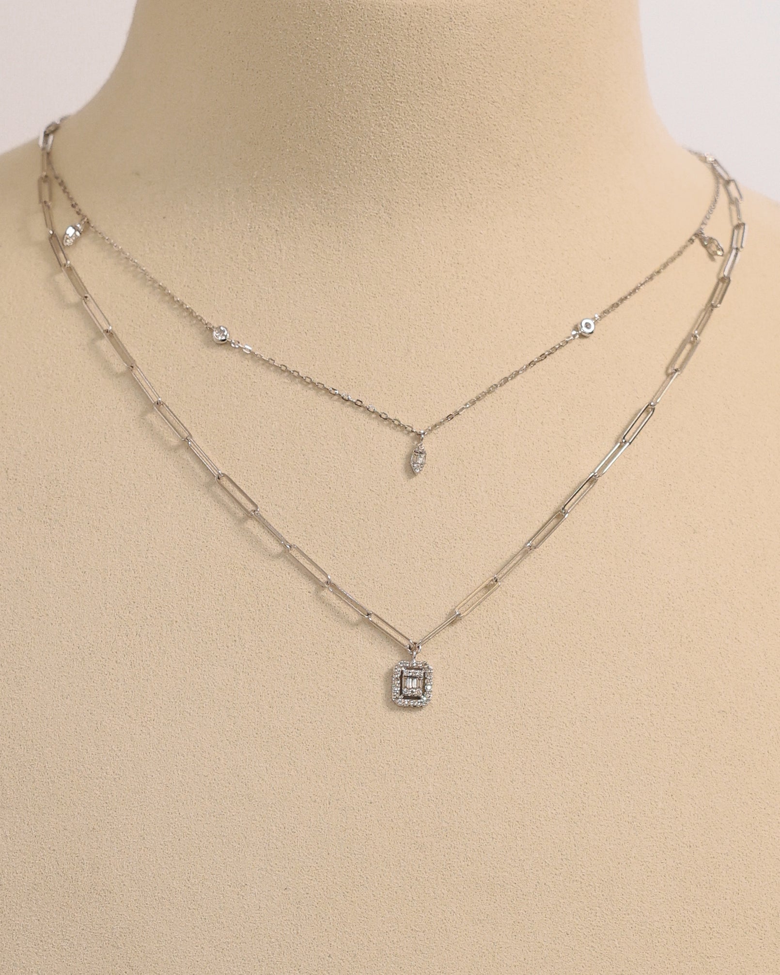DOUBLE CHAIN NATURAL DIAMOND NECKLACE
