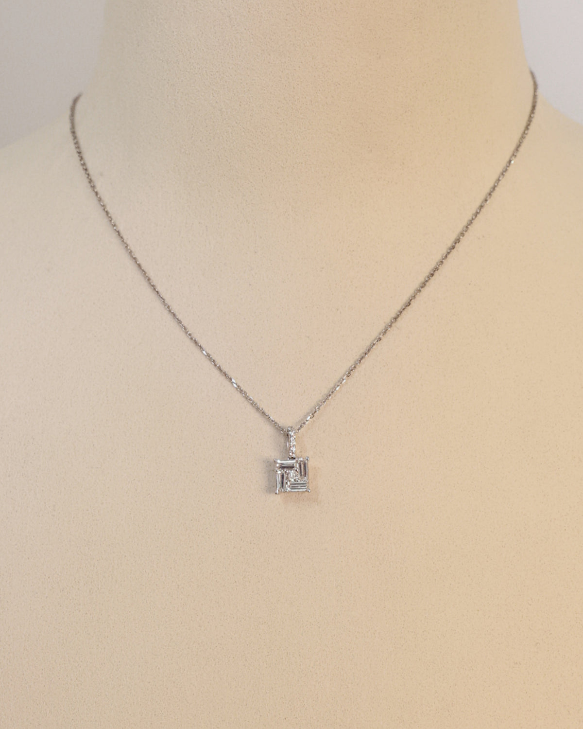 Baguette Diamond Pendant in 18K White Gold, 0.59 ct