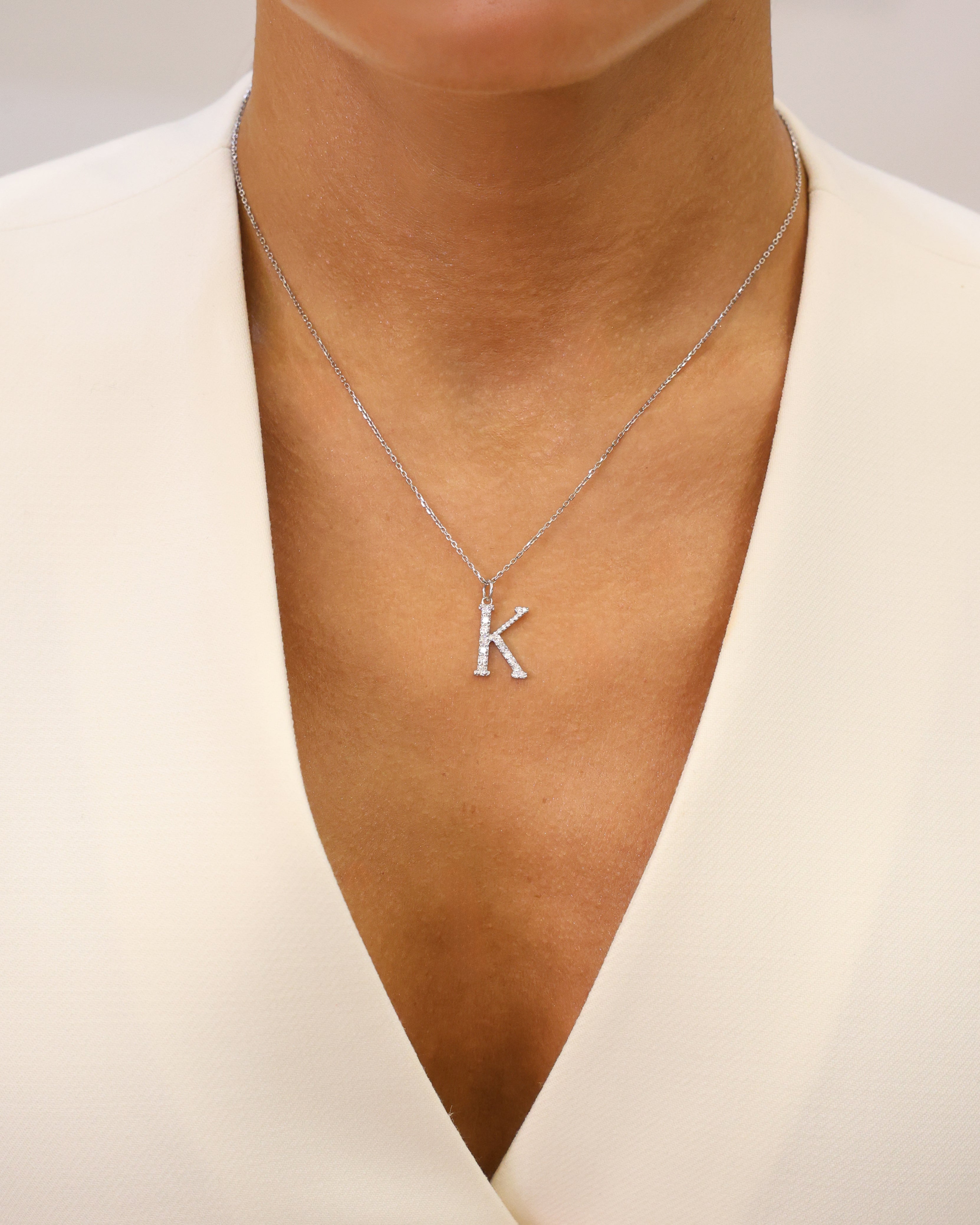 NATURAL DIAMOND INITIAL PENDANT