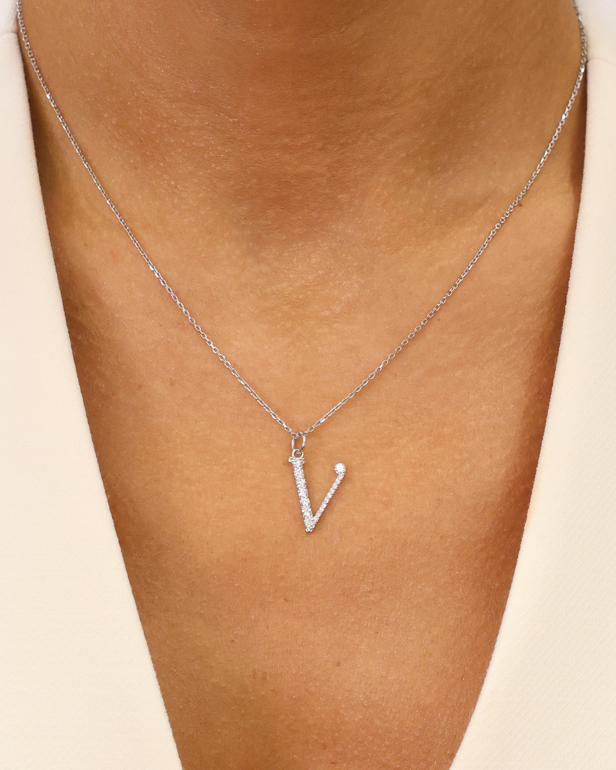 NATURAL DIAMOND INITIAL PENDANT