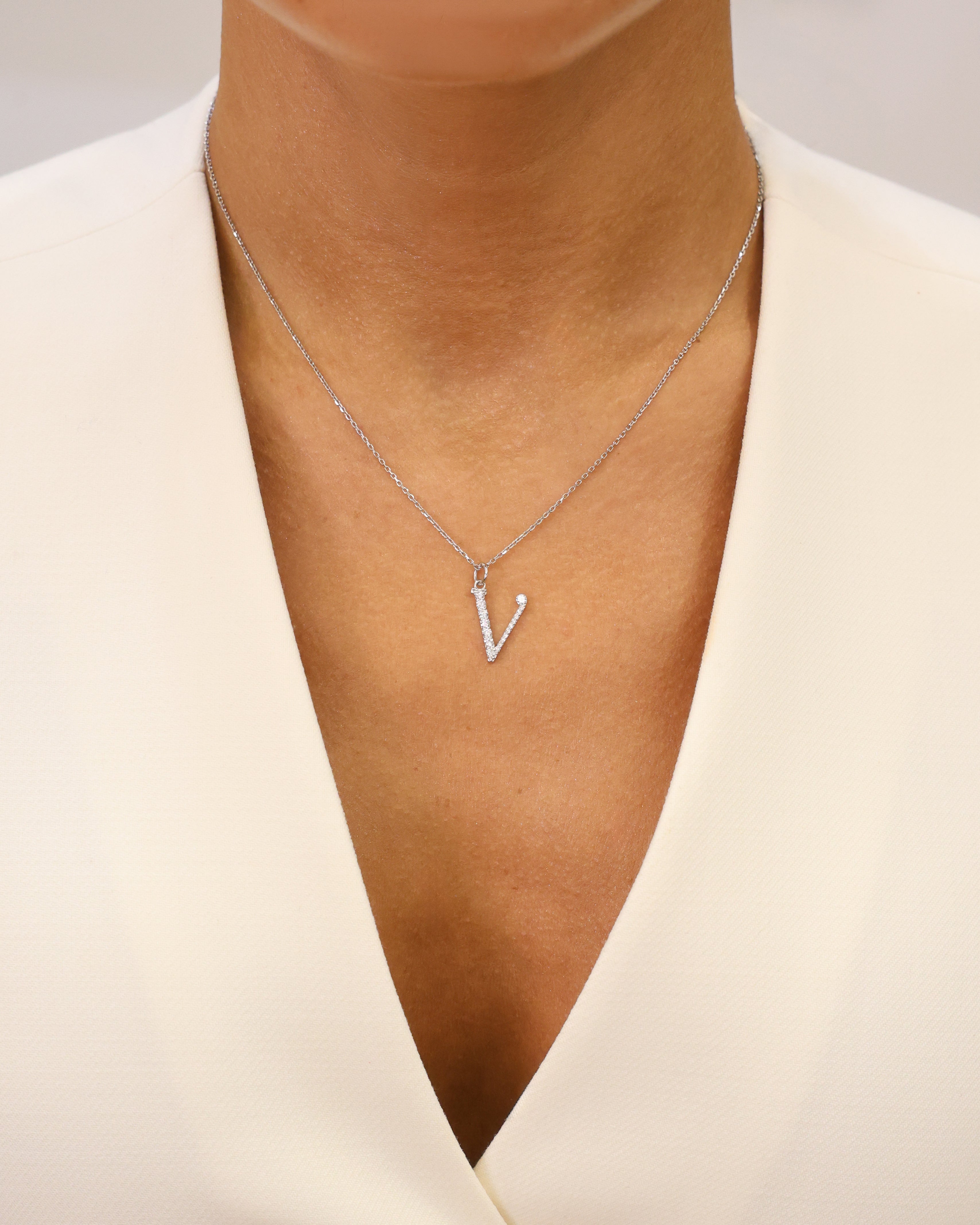 NATURAL DIAMOND INITIAL PENDANT