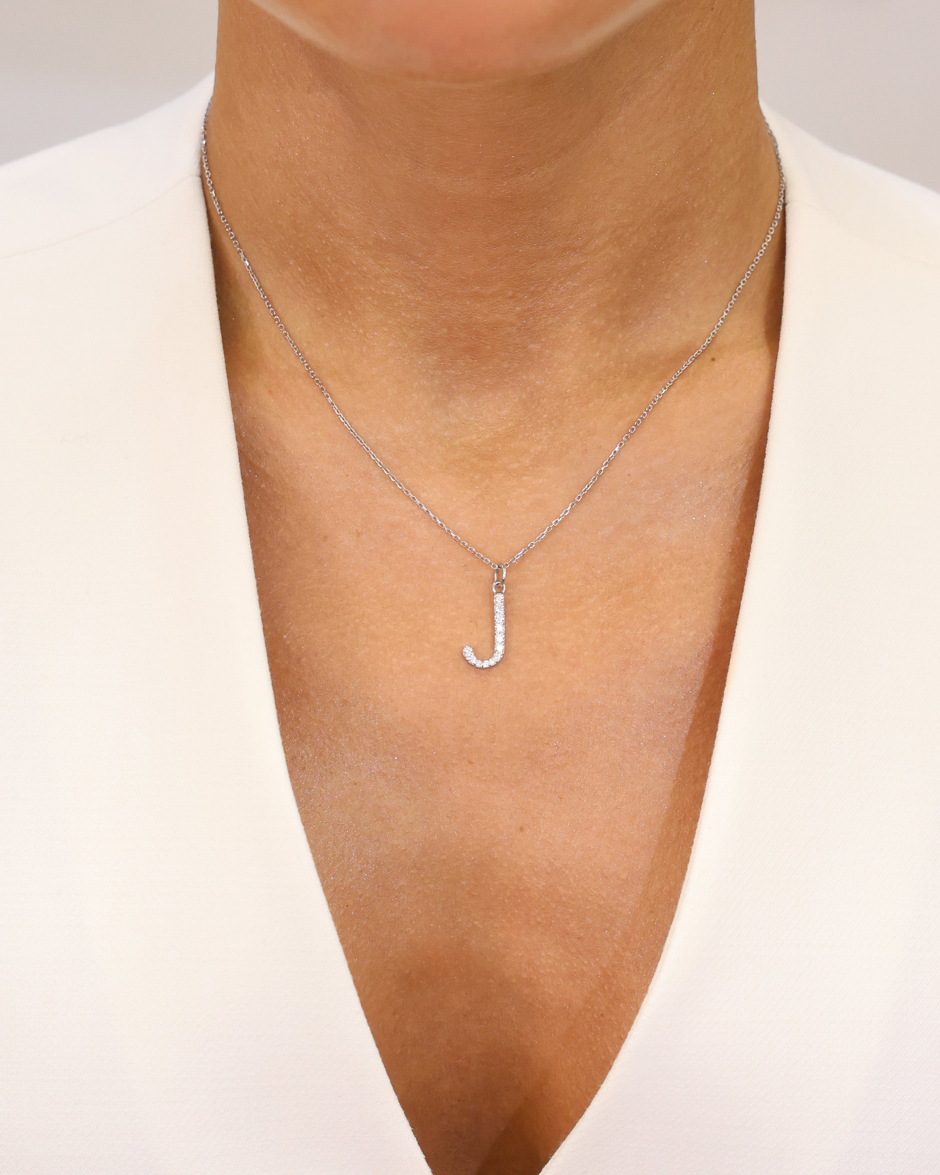 LETTER “J” NATURAL DIAMOND PENDANT