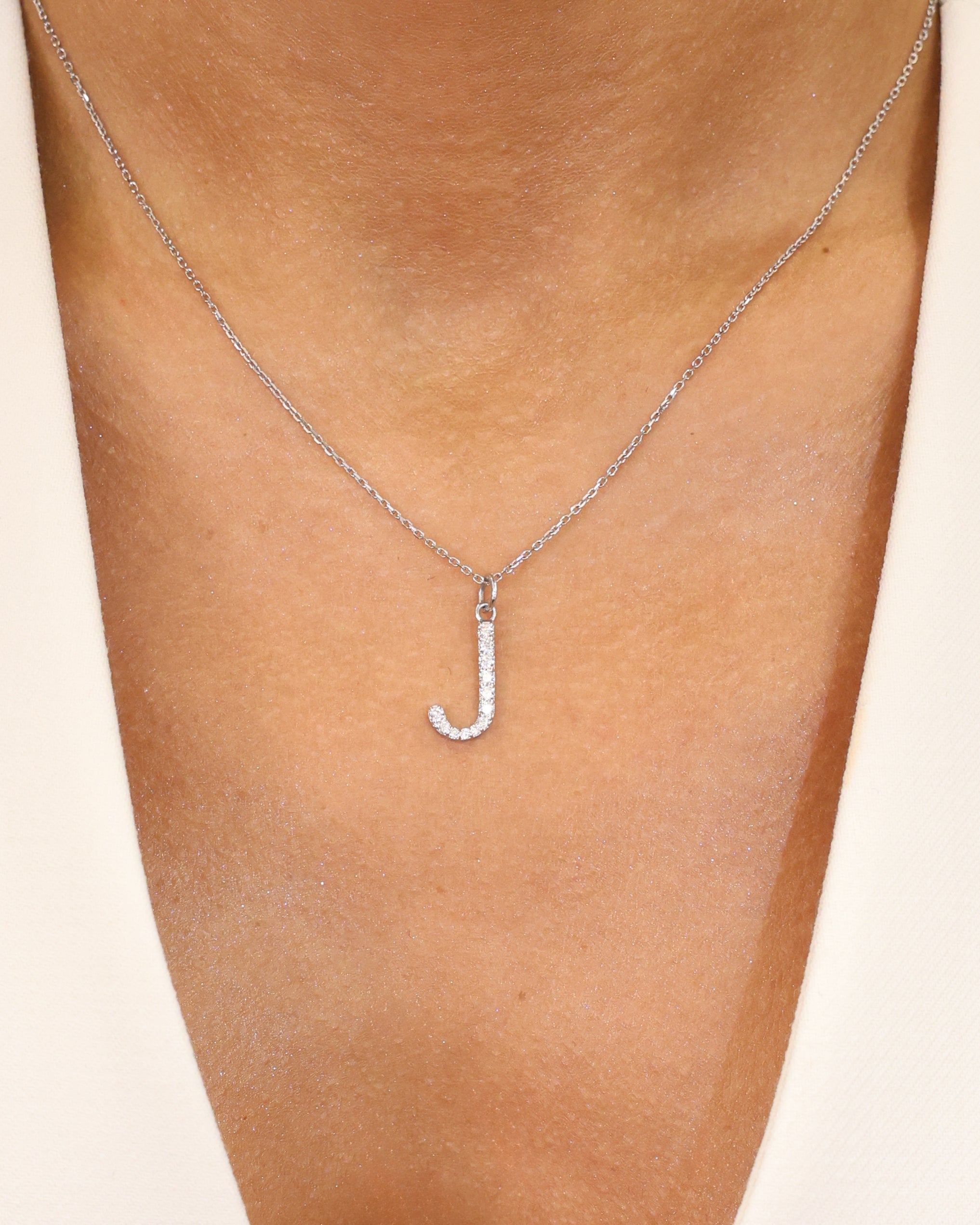 LETTER “J” NATURAL DIAMOND PENDANT