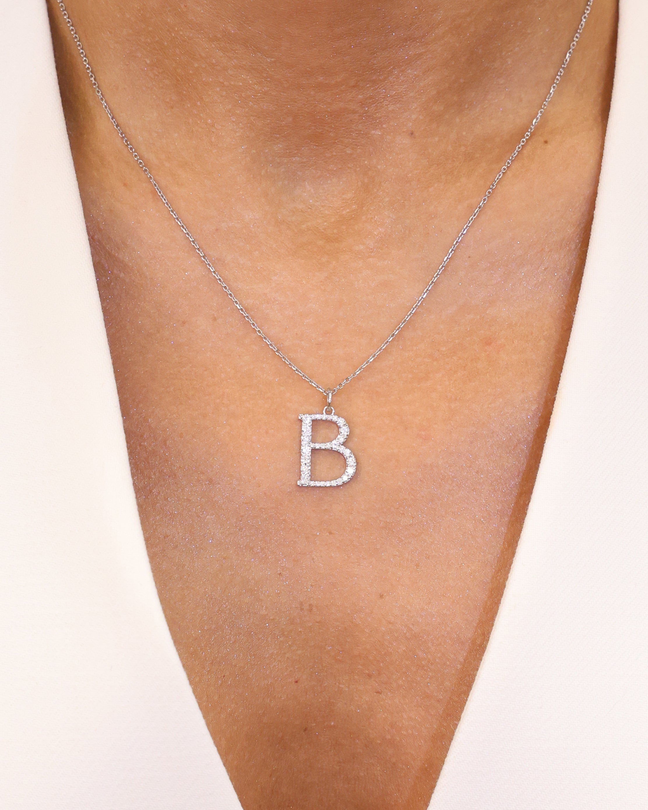 Natural Diamond Initial Pendant