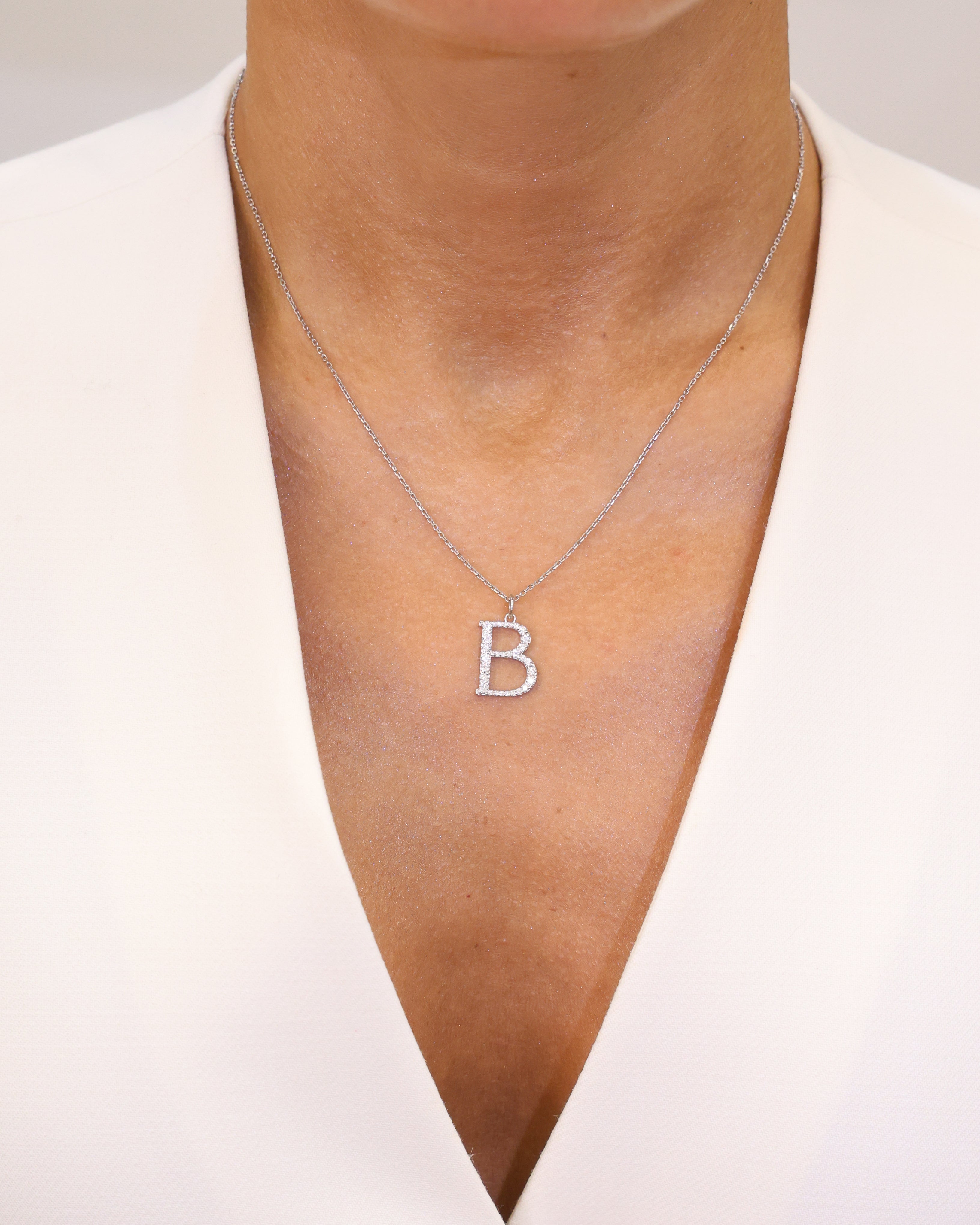 Natural Diamond Initial Pendant