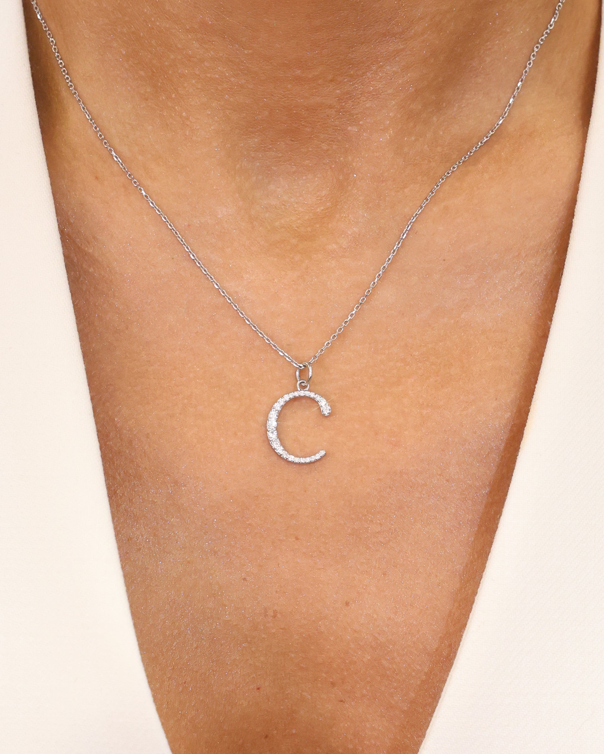 LETTER “C” NATURAL DIAMOND PENDANT