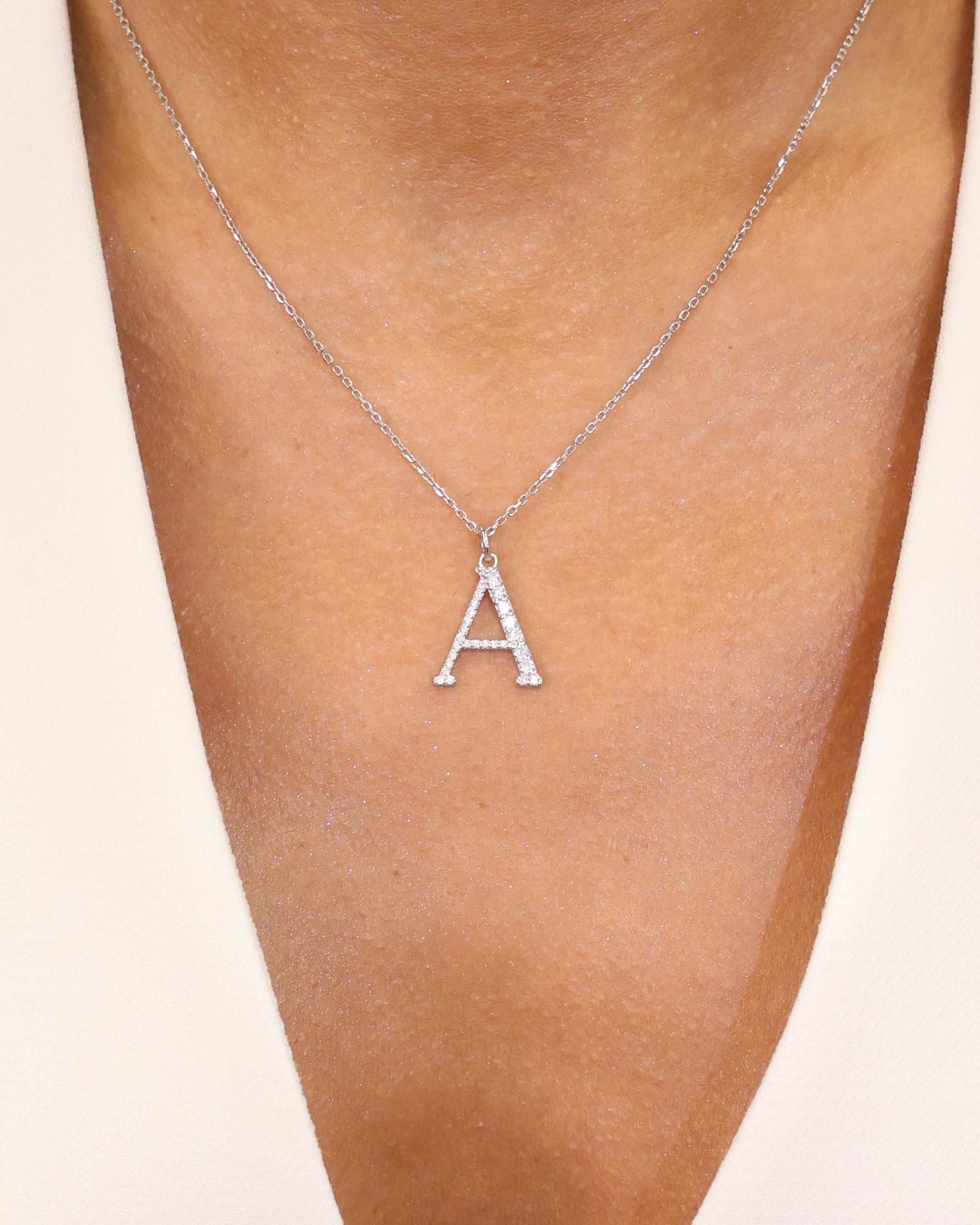 LETTER “A” NATURAL DIAMOND PENDANT