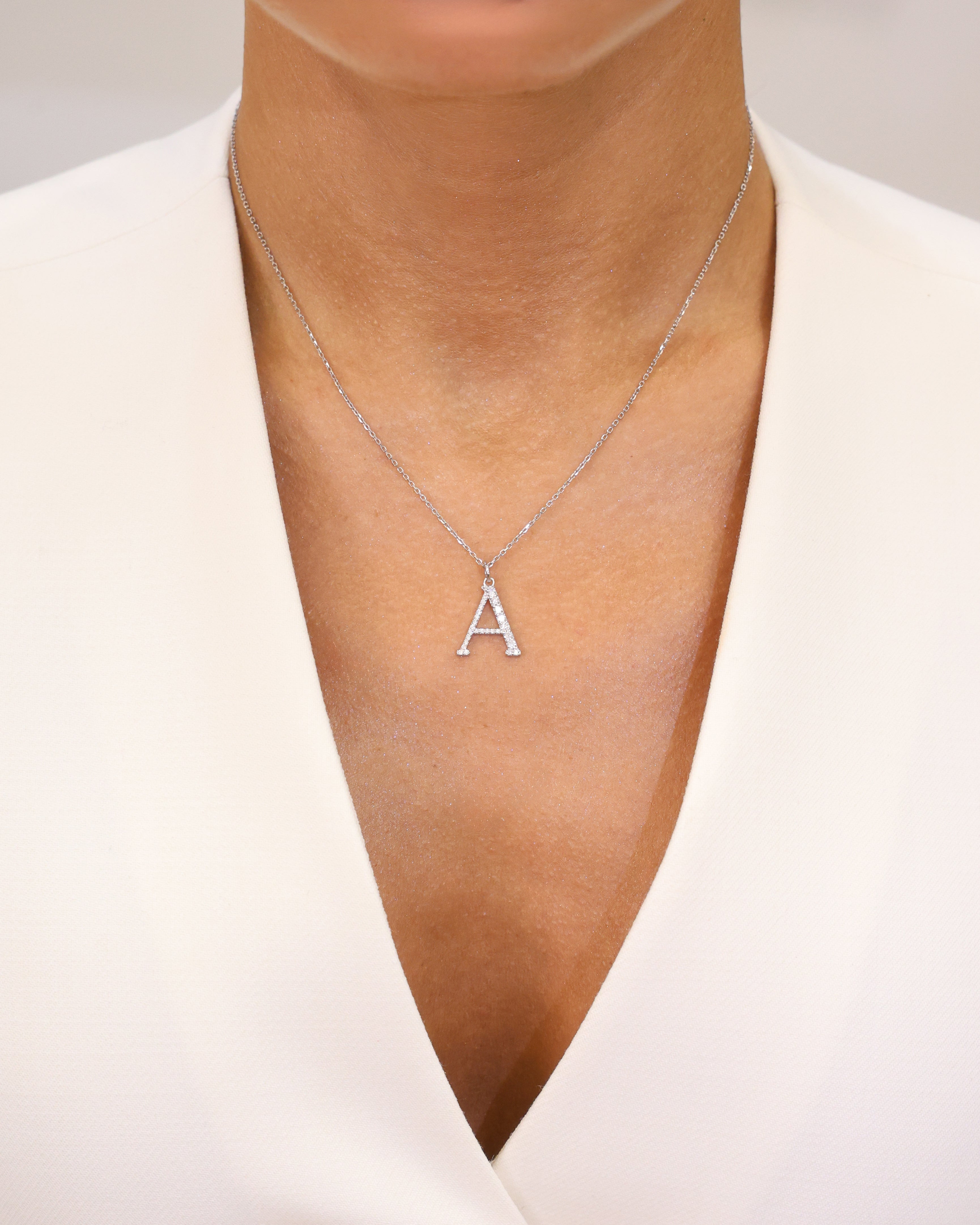 LETTER “A” NATURAL DIAMOND PENDANT
