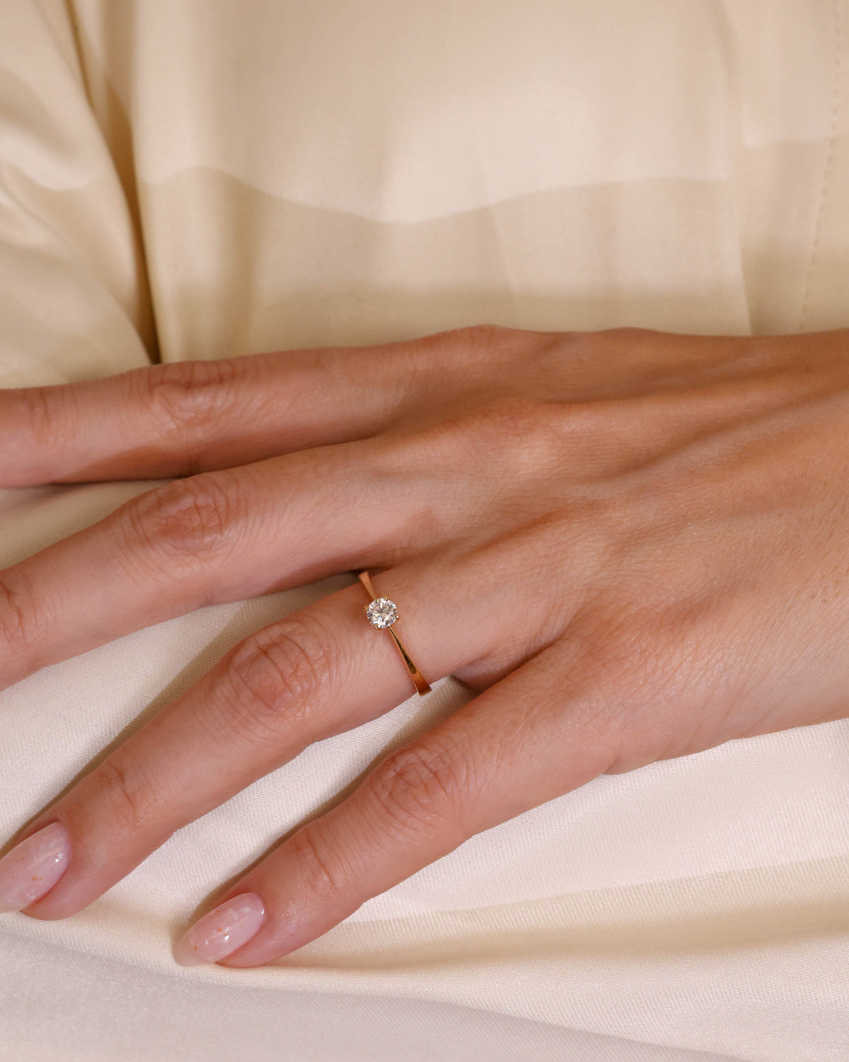 Solitaire Diamond Ring in 18K Rose Gold, 0.60 ct
