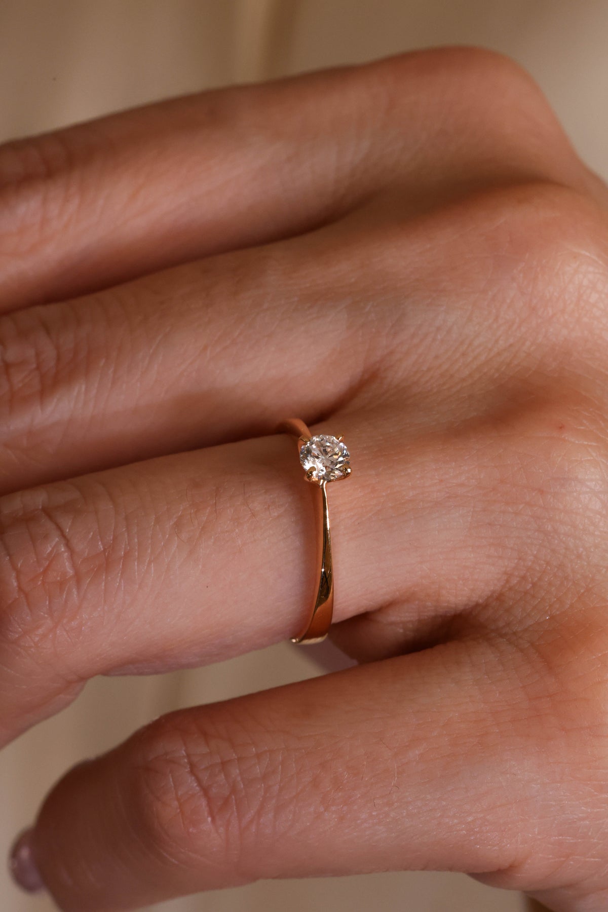 Solitaire Diamond Ring in 18K Rose Gold – view 2