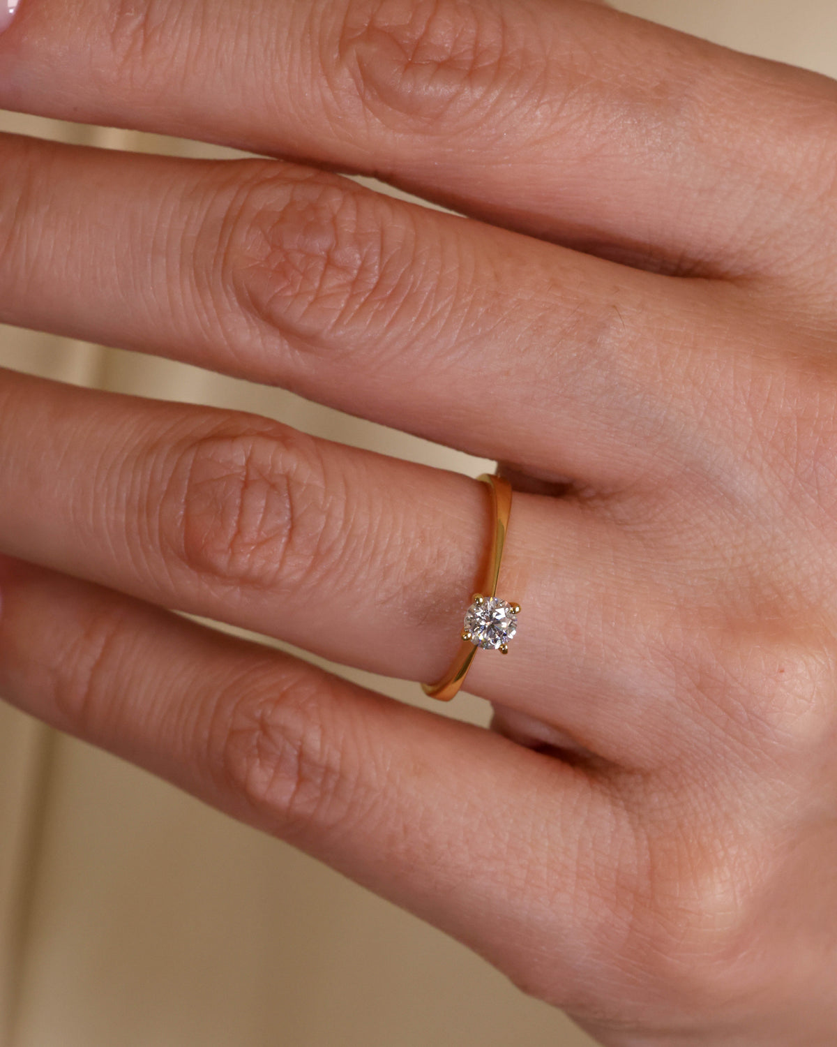 Solitaire Diamond Ring in 18K Yellow Gold – view 2