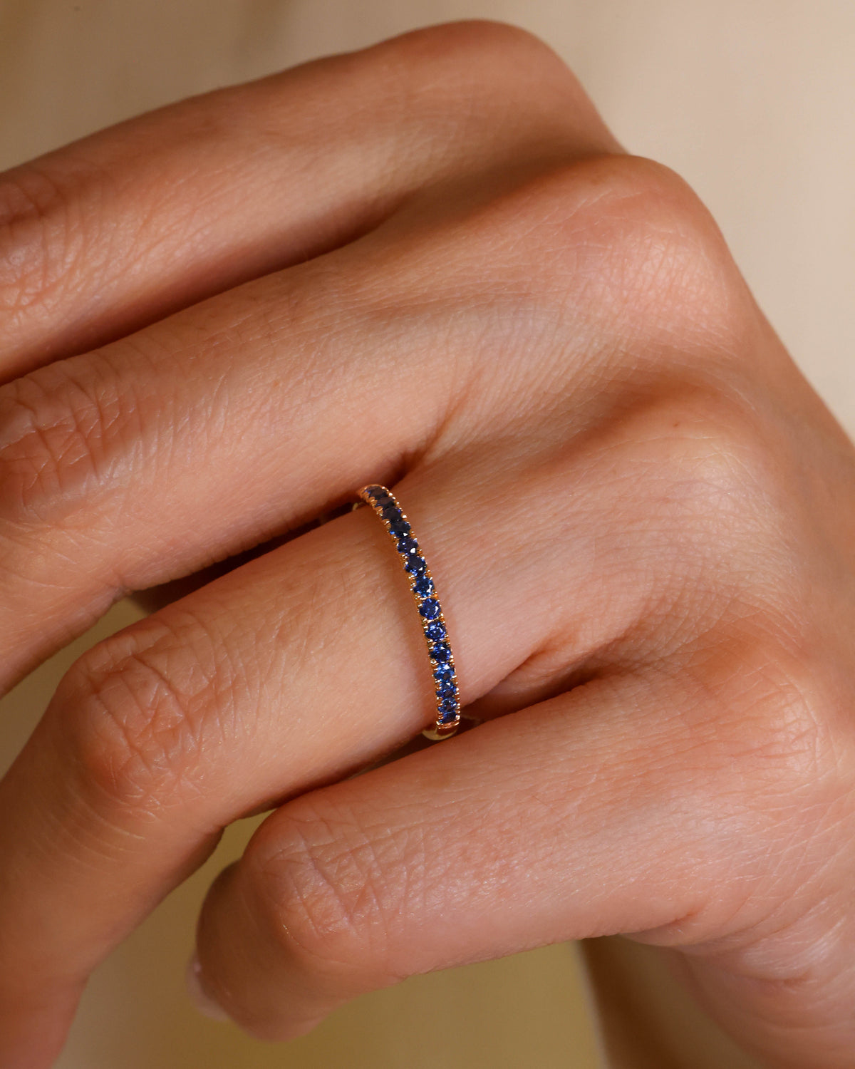 Blue Sapphire Band in 18K Rose Gold, 0.25 ct