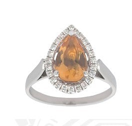 0.17 ct Diamond and 1.06 ct Yellow Sapphire Ring in 18K White Gold