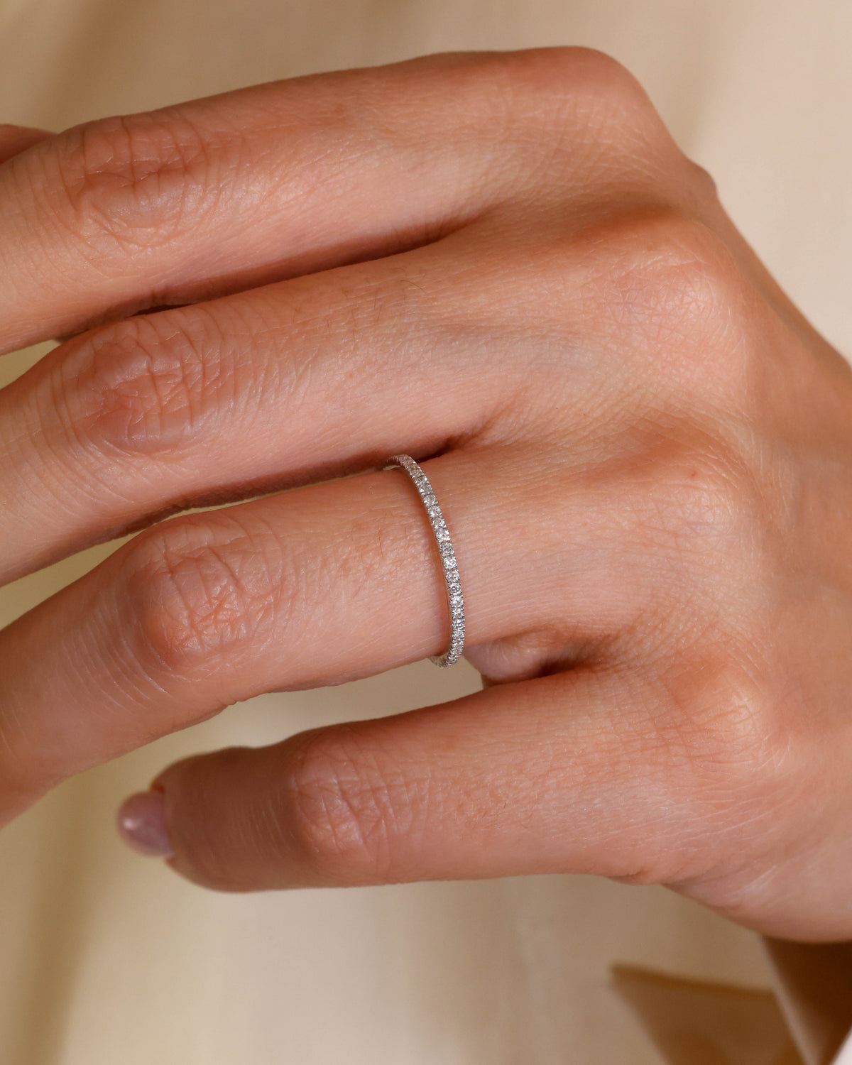 Pavé Diamond Eternity Band in 18K White Gold, 0.57 ct