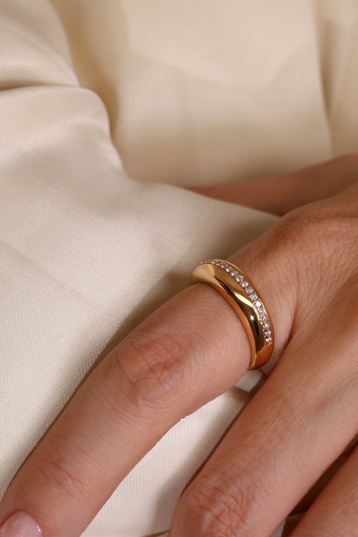 Dome Pavé Accent Ring in 18K Rose Gold – view 2