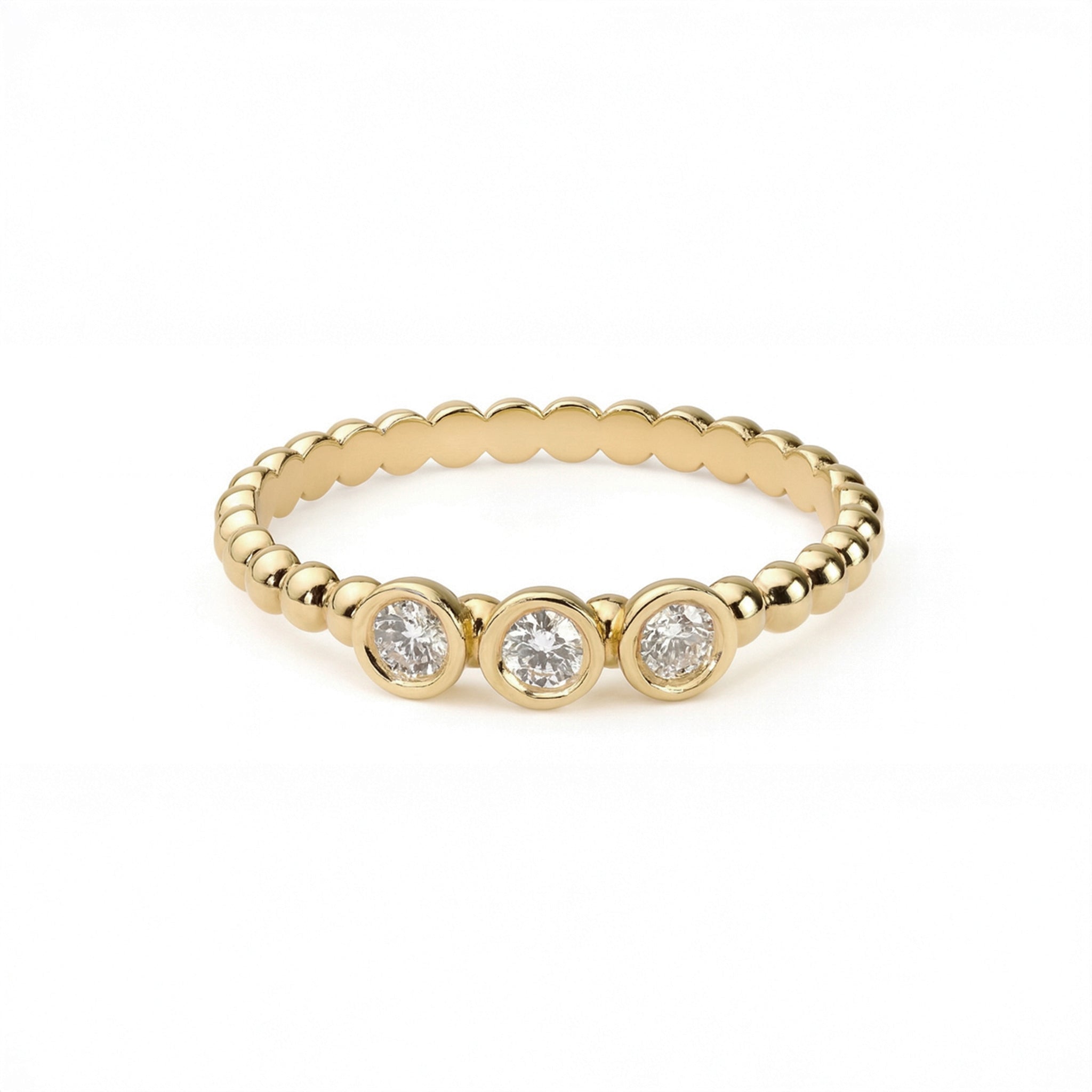 0.09 ct 3-Marquise Diamond Flat Ring in 18K Yellow Gold