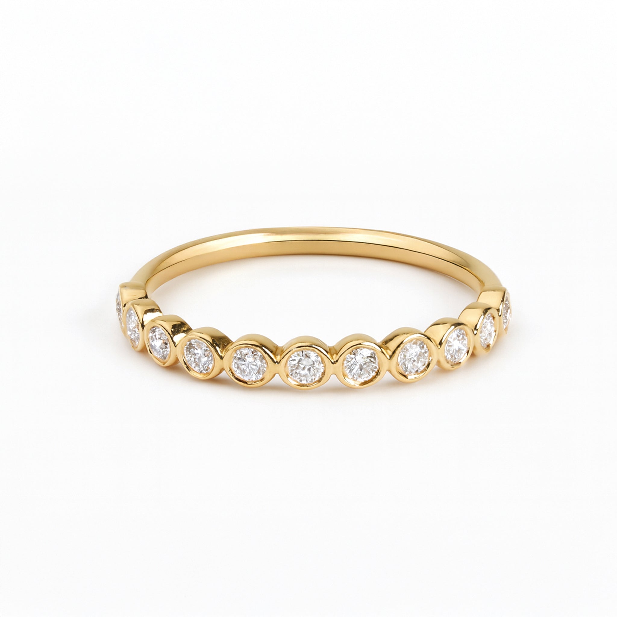 0.91 ct Oval Diamond Half Eternity Ring in 18K Yellow Gold