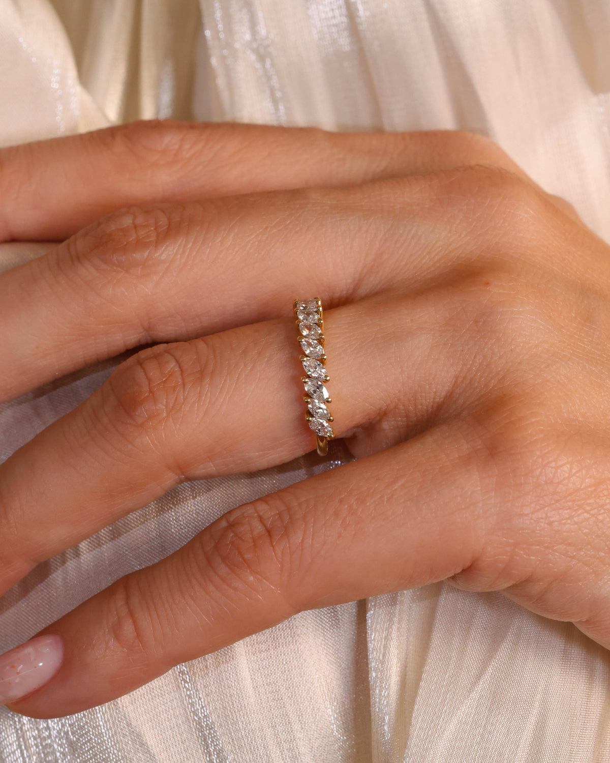 Marquise Diamond Half Eternity Ring in 18K Yellow Gold – view 2