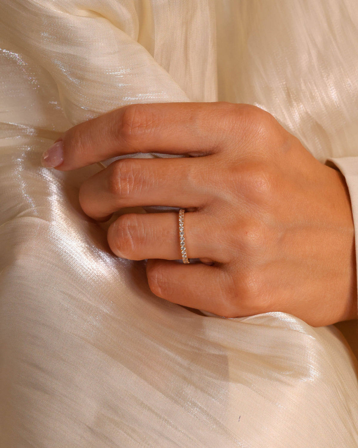 Natural Diamond Half Eternity Ring in 18K Rose Gold – view 2