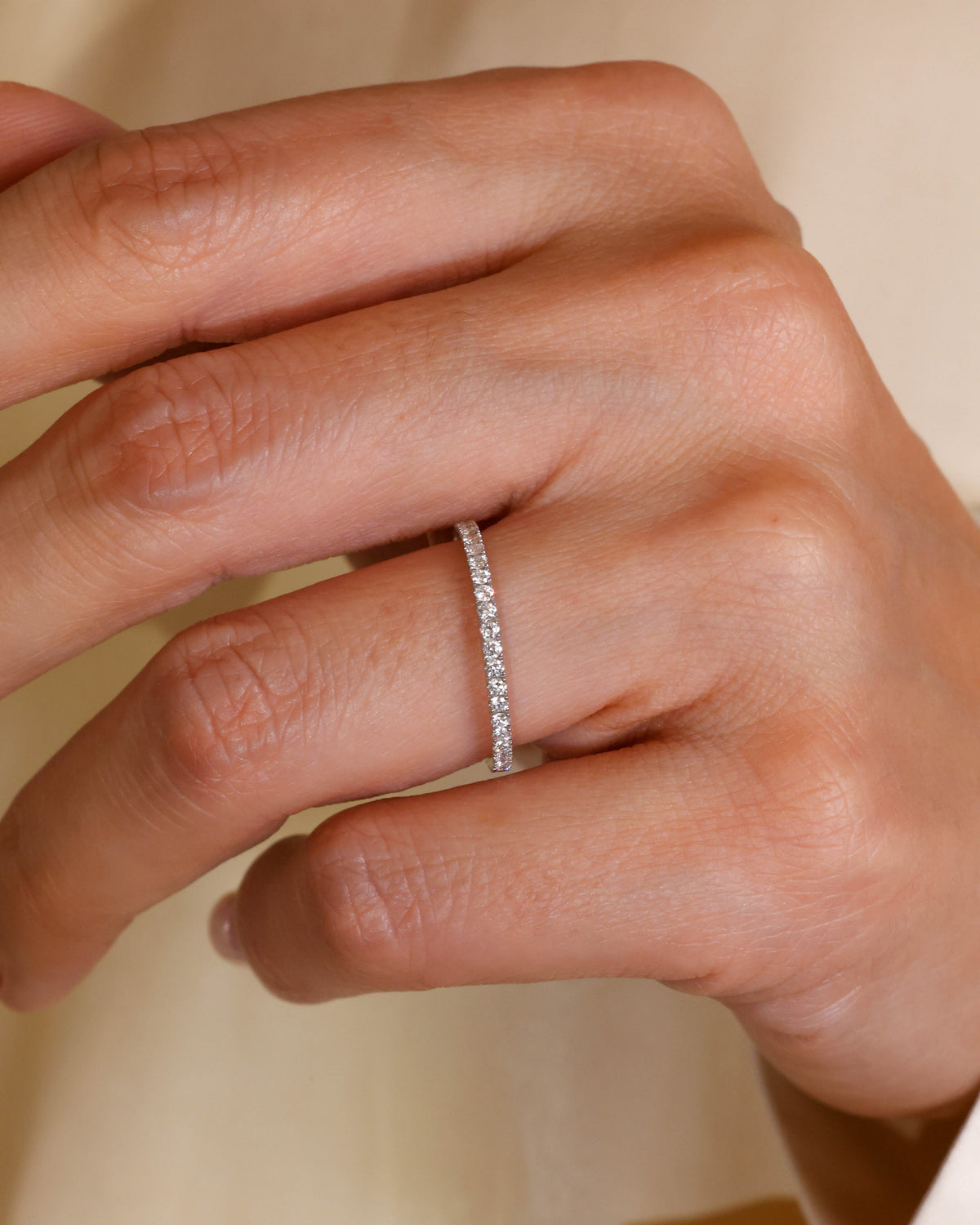 Natural Diamond Half Eternity Ring in 18K White Gold, 0.29 ct
