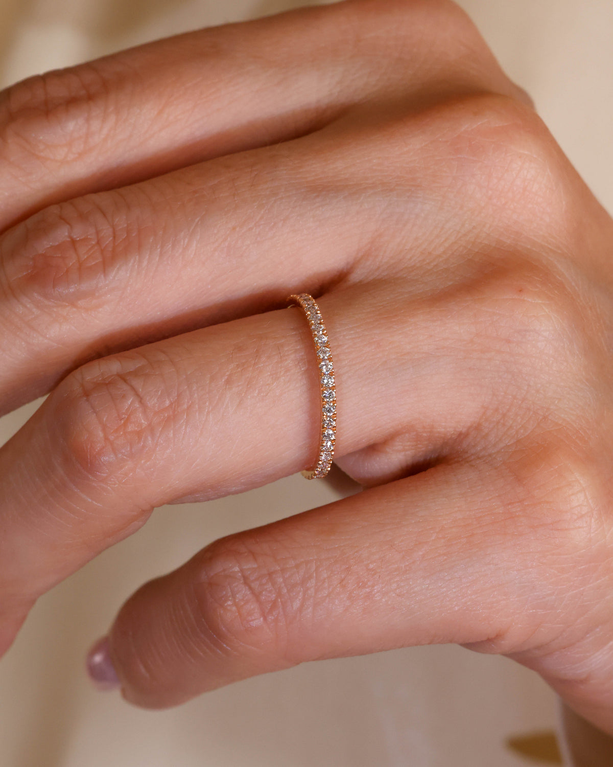 Full Eternity Diamond Ring in 18K Rose Gold, 0.45 ct