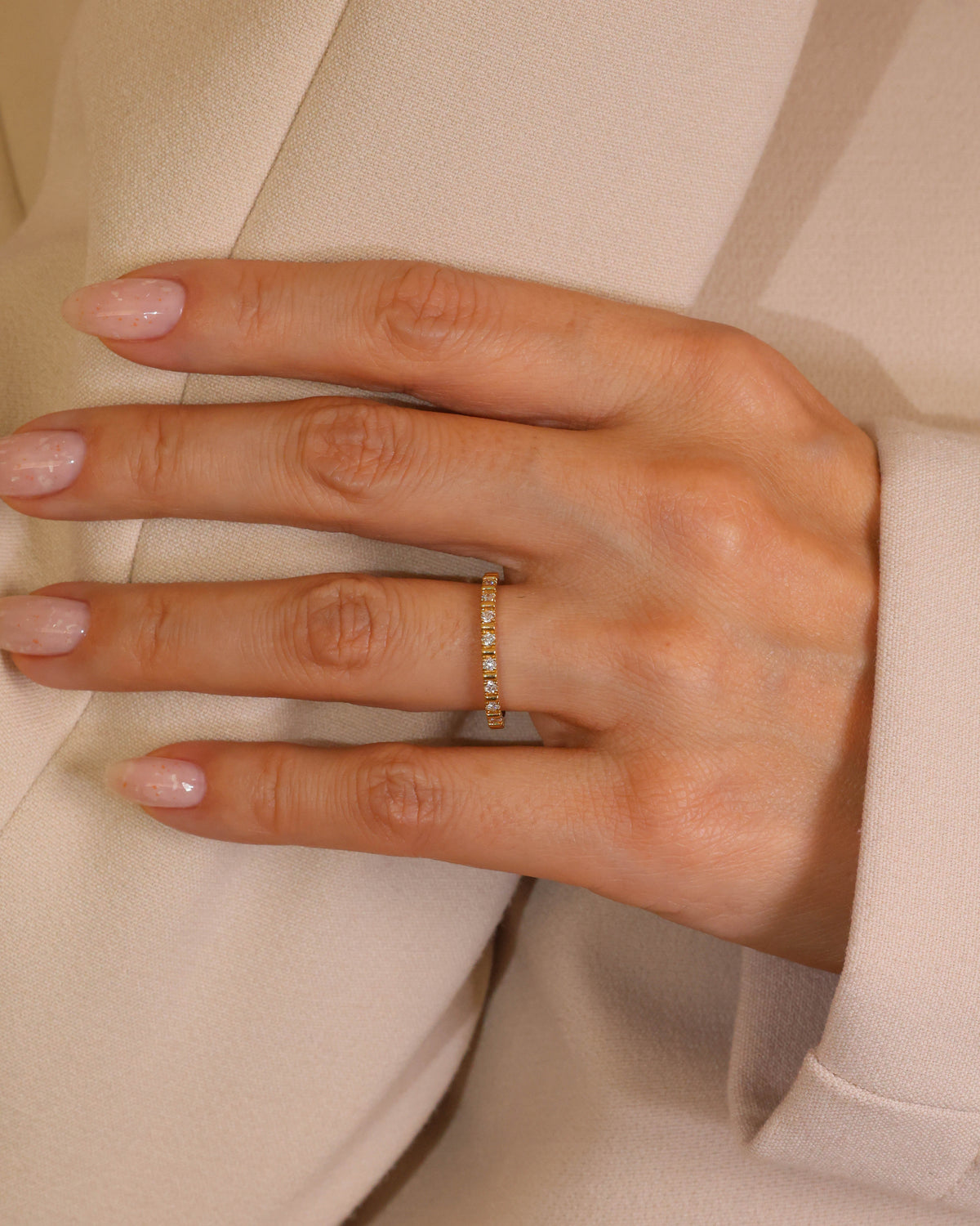 Round Diamond Bar-Set Eternity Ring in 18K Yellow Gold – view 2