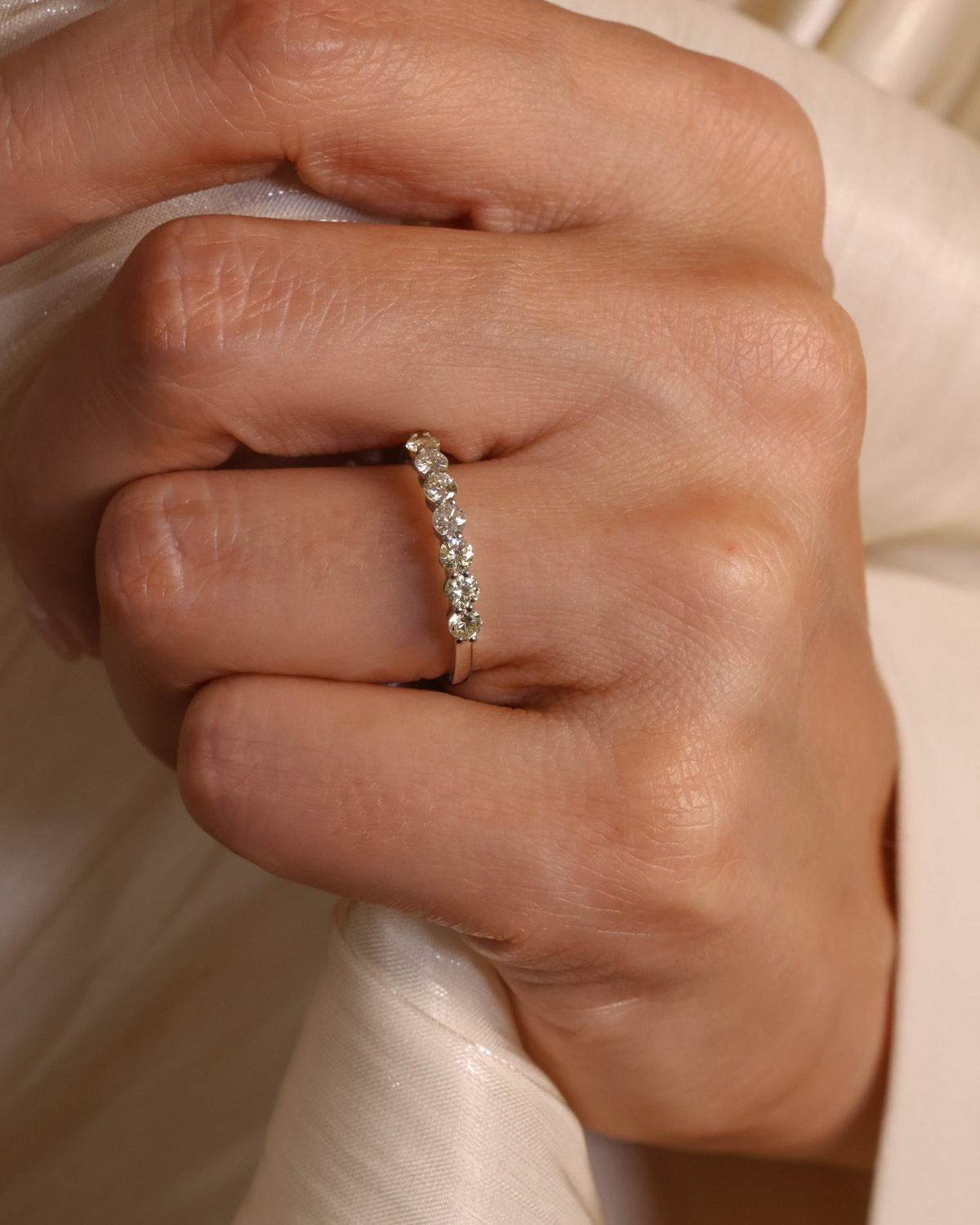 Seven-Stone Diamond Band in 18K White Gold – view 2
