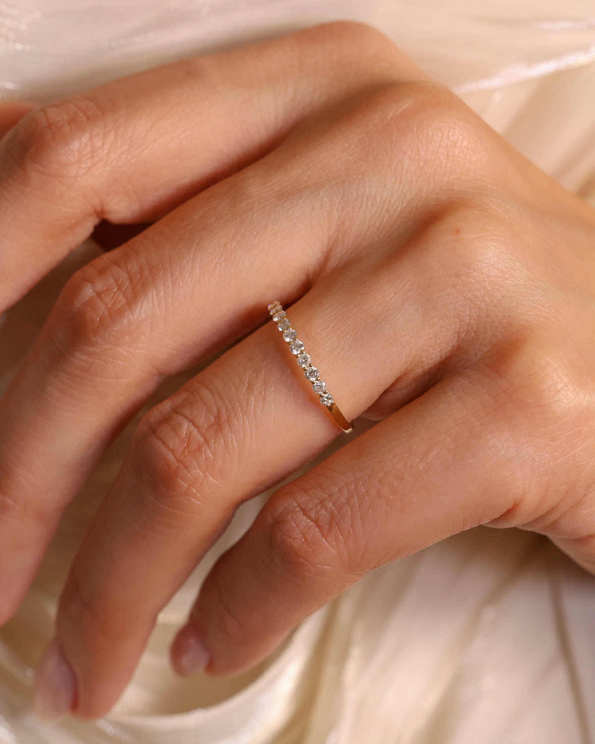 Half Eternity Natural Diamond Ring in 18K Rose Gold, 0.14 ct