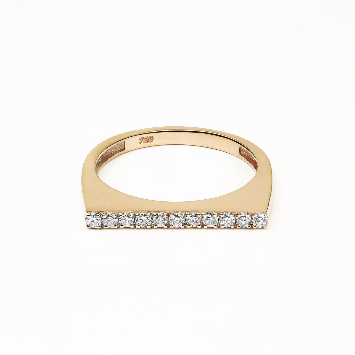 Diamond Bar Signet Ring – front view – DRN00245