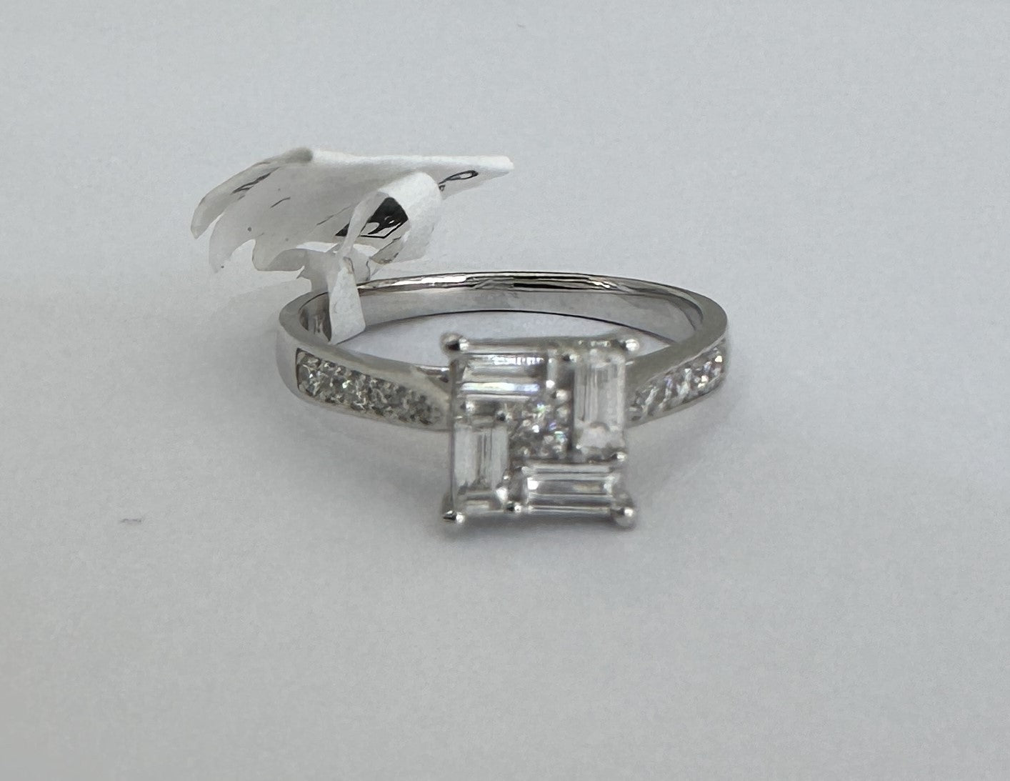 0.36 ct baguette cut diamond 18k white gold ring