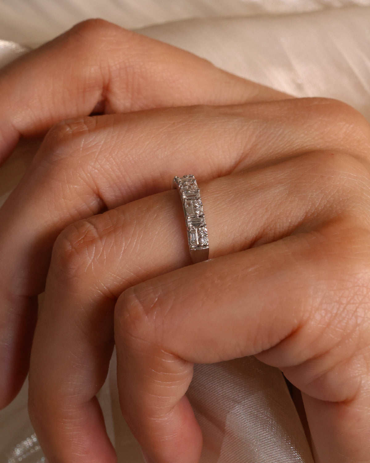 Multi-Shape Diamond Midi Mix Ring in 18K White Gold – view 2