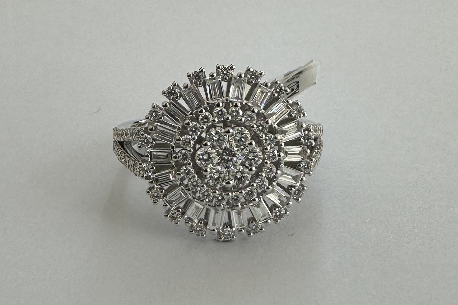 1.13 ct baguette cut diamond 18k white gold ring