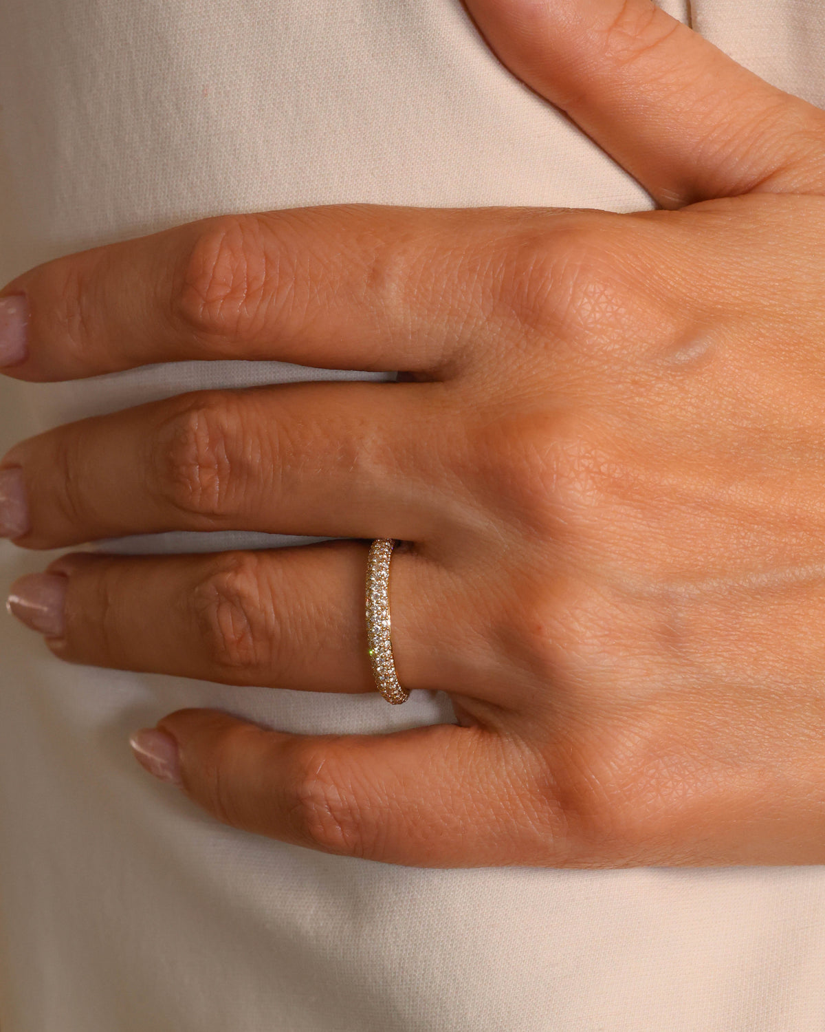 0.48 ct Natural Diamond Pavé Band in 18K Yellow Gold