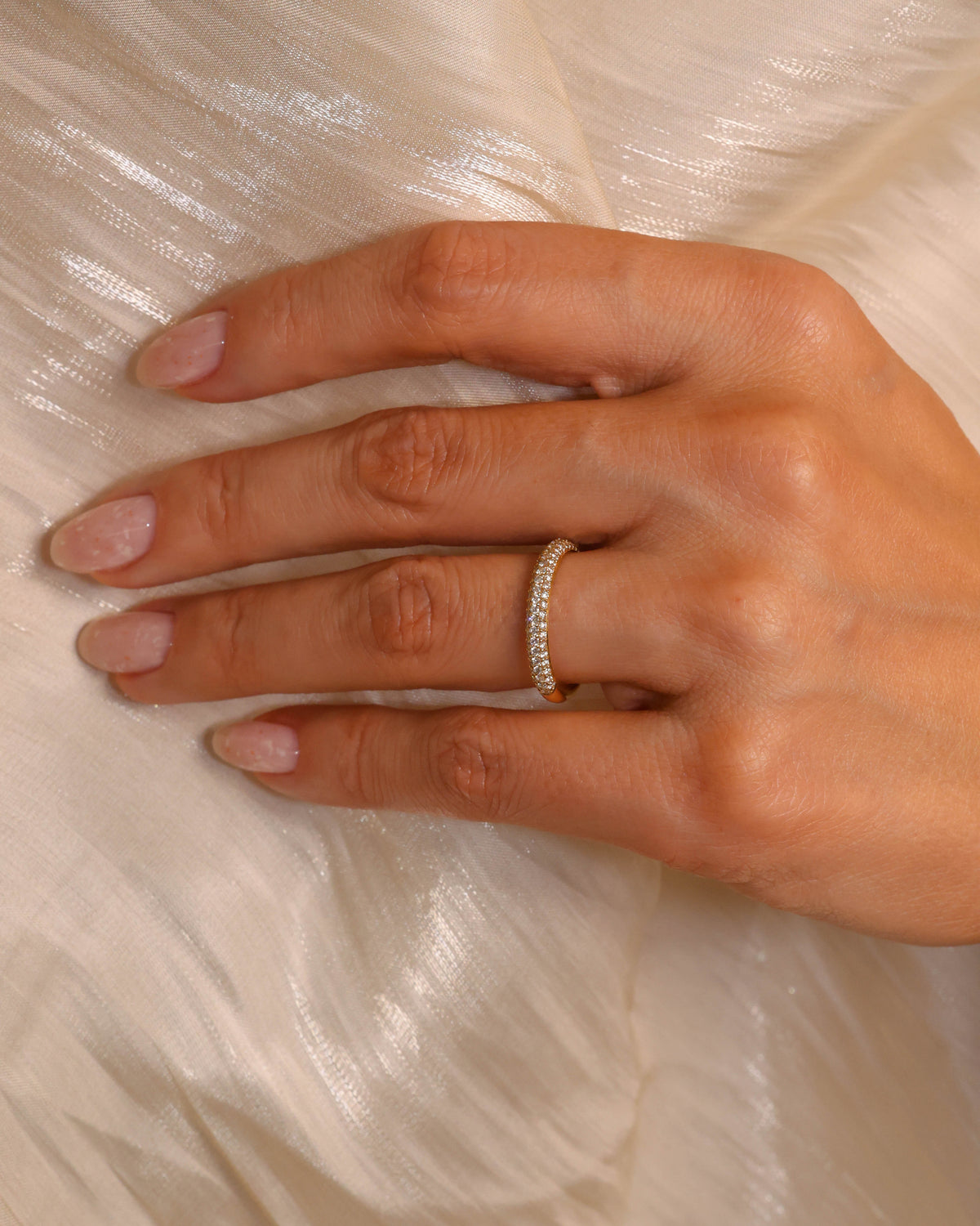 0.48 ct Natural Diamond Pavé Band in 18K Yellow Gold
