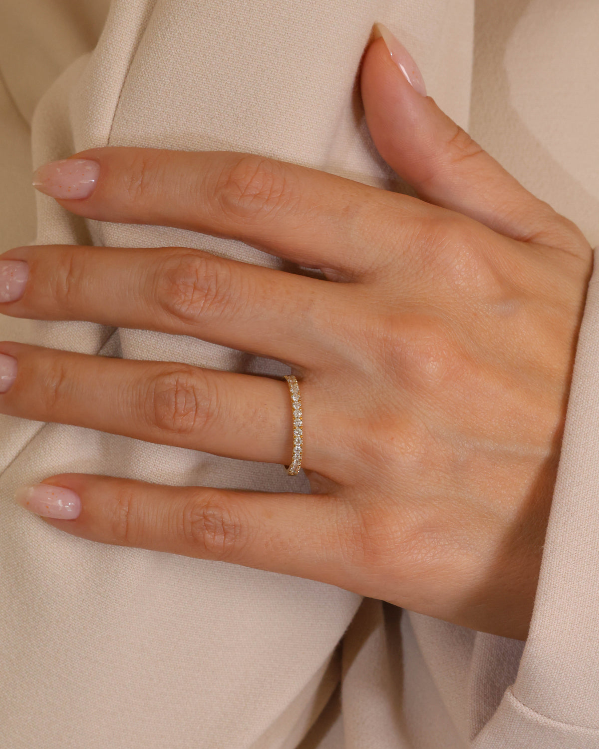 Slim Pavé Natural Diamond Band in 18K Yellow Gold, 0.35 ct