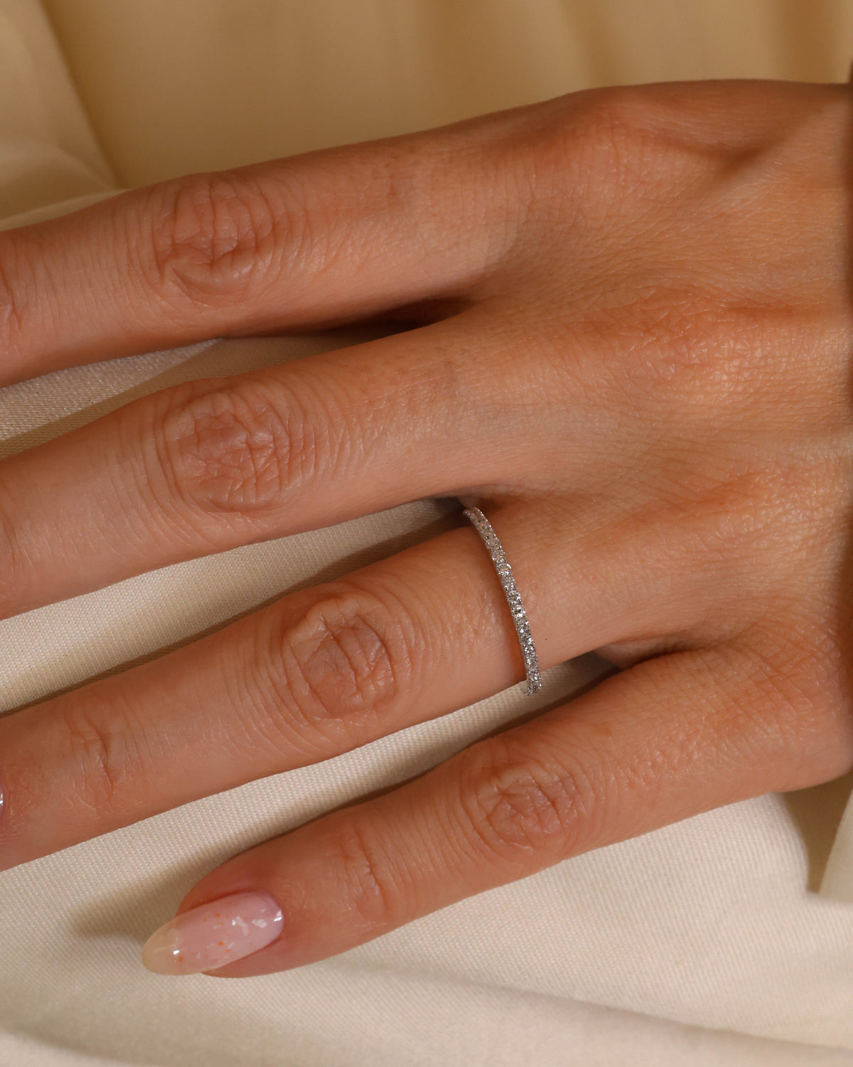 0.49 ct Natural Diamond Half-Eternity Band in 18K White Gold