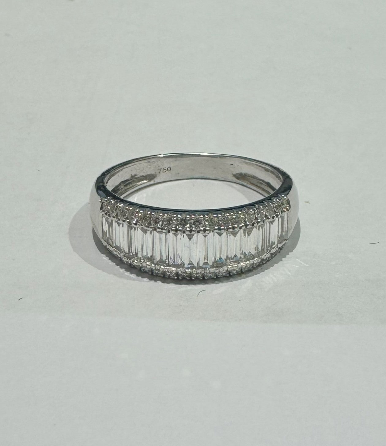 0.95 ct baguette cut diamond 18k white gold ring