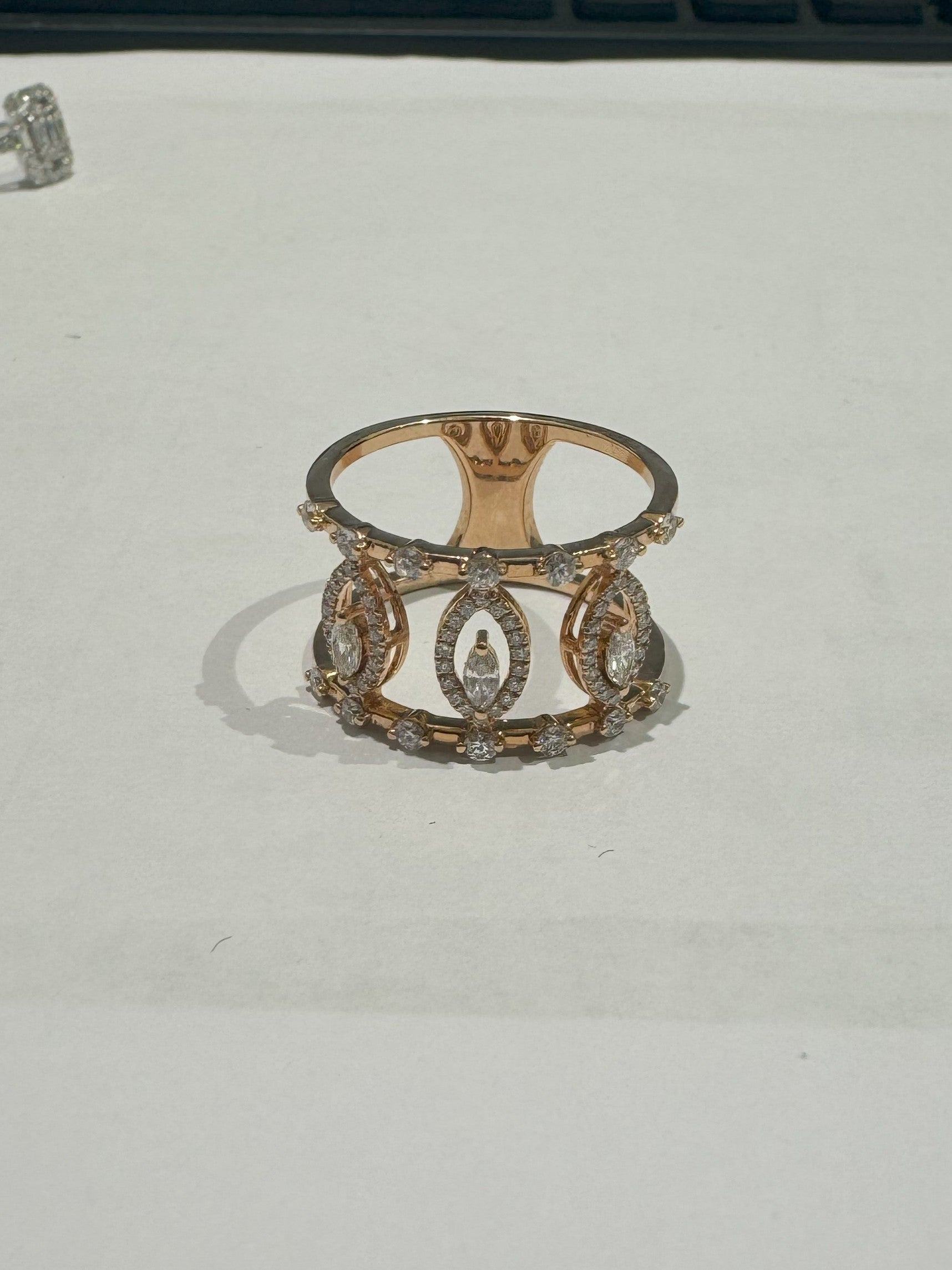 0.60 ct marquise cut diamond 18k rose gold ring