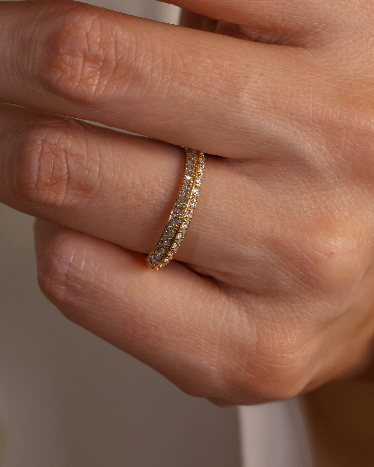 0.58 ct Natural Diamond Knife-Edge Eternity Band in 18K Yellow Gold – view 2