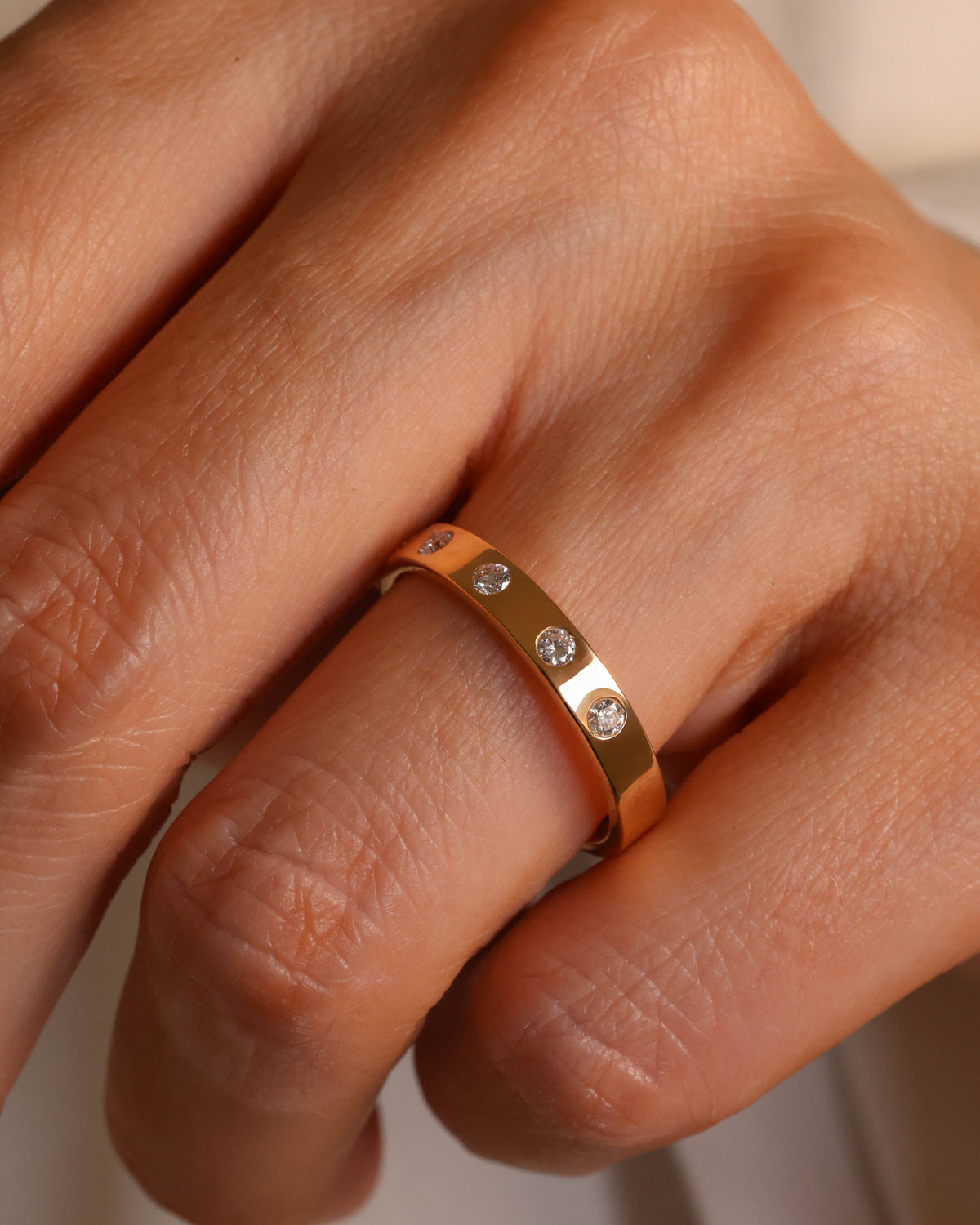 Flush Diamond Band Ring in 18K Rose Gold – view 2