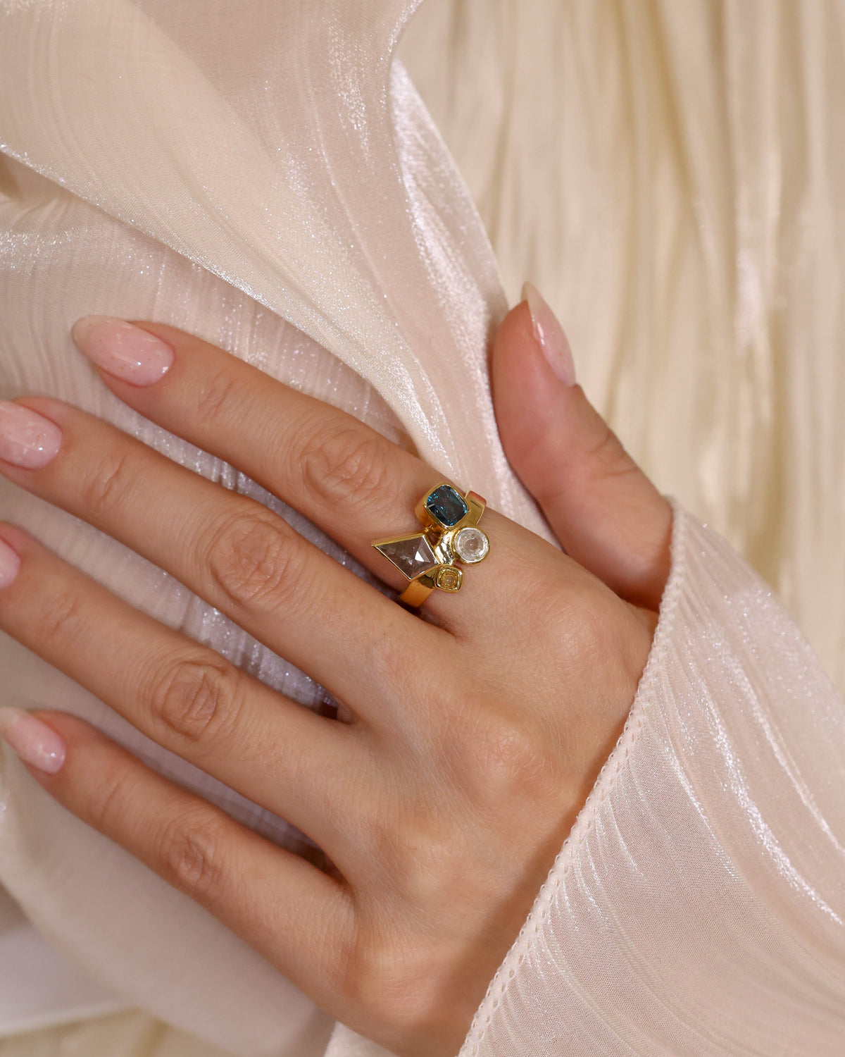Geometric Multi-Shape Fancy Diamond Ring in 18K Yellow Gold, 1.00 ct