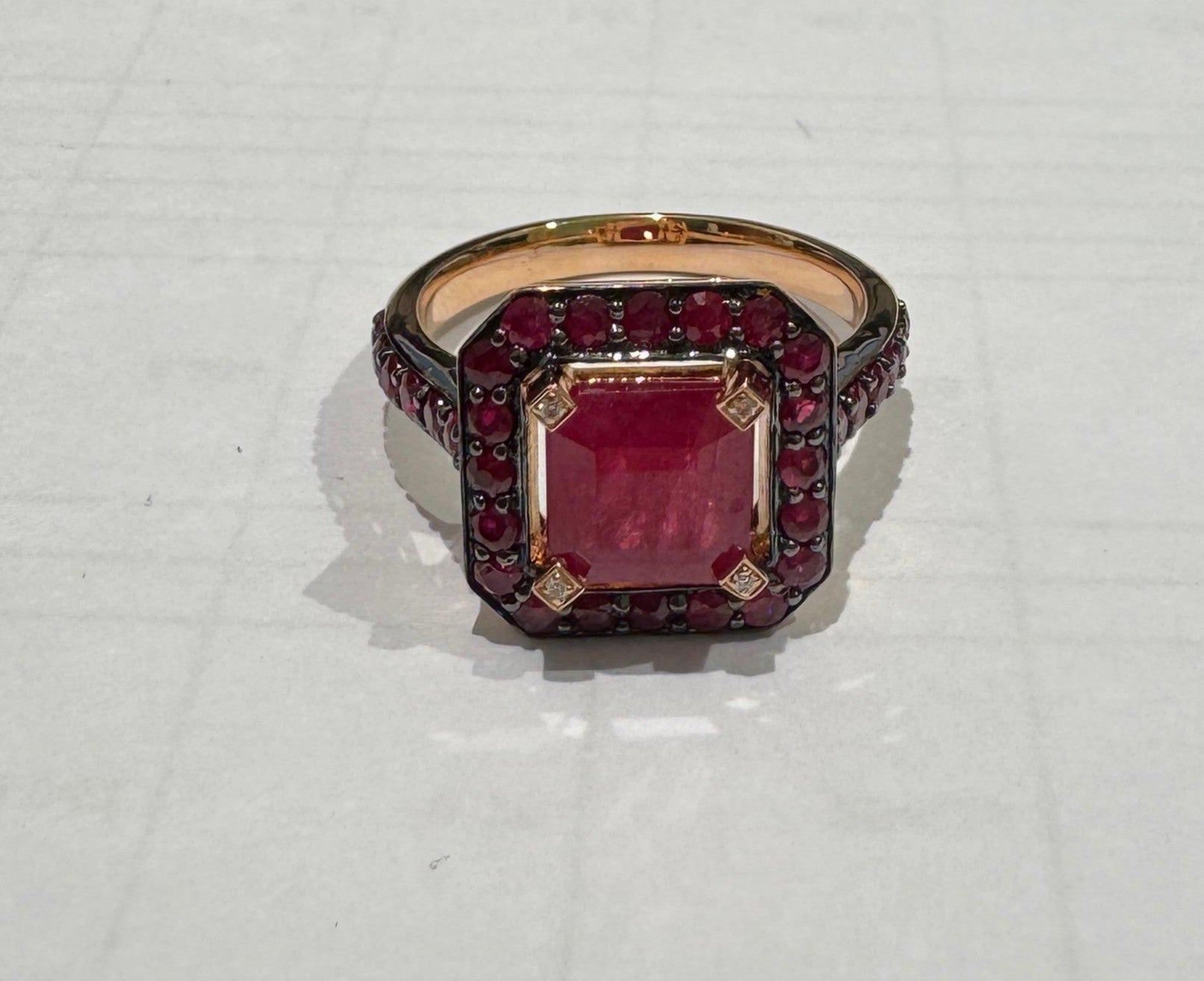 0.01 ct Diamond, 2.27 ct Emerald and 1.06 ct Ruby Ring
