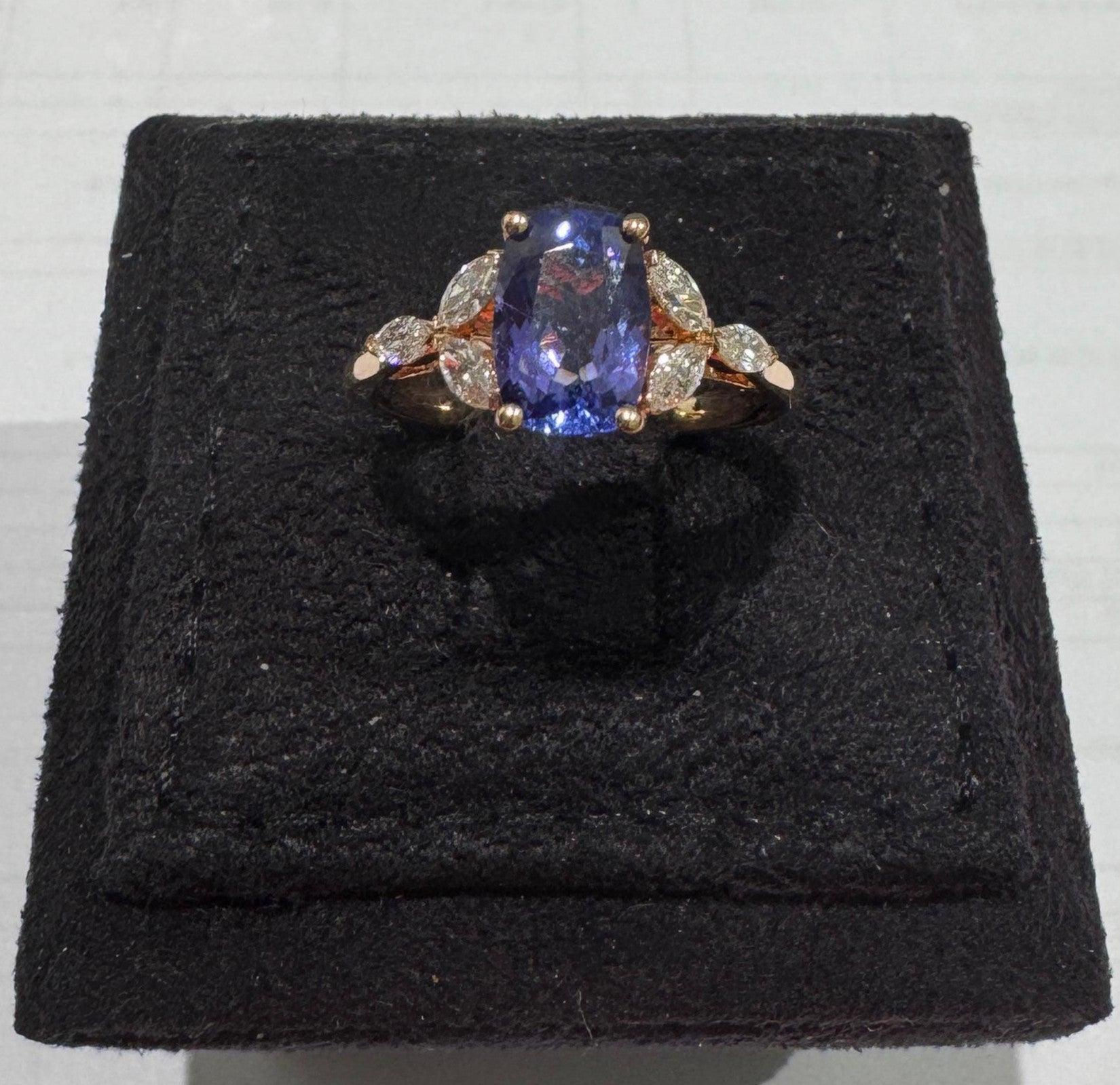 0.36 ct Diamond and 1.86 ct Tanzanite Ring in 18K Rose Gold