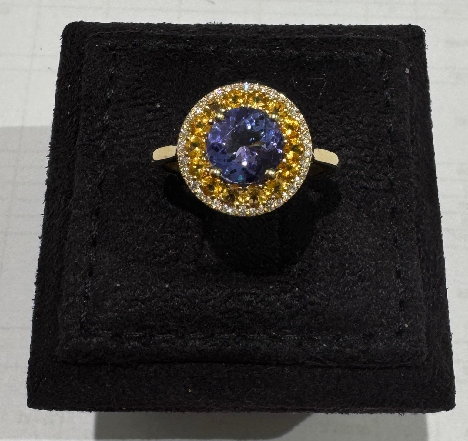 0.14 ct Diamond, 1.83 ct Tanzanite and 0.48 ct Citrine Ring