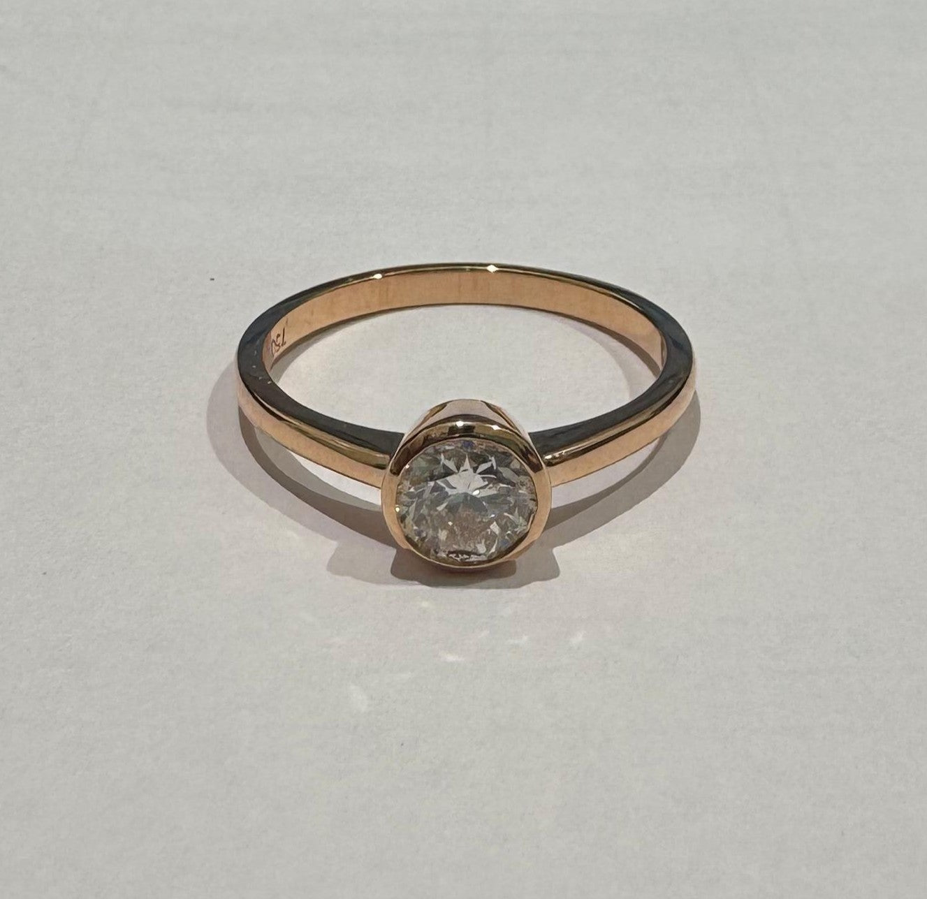 0.70 ct round cut diamond 18k rose gold ring