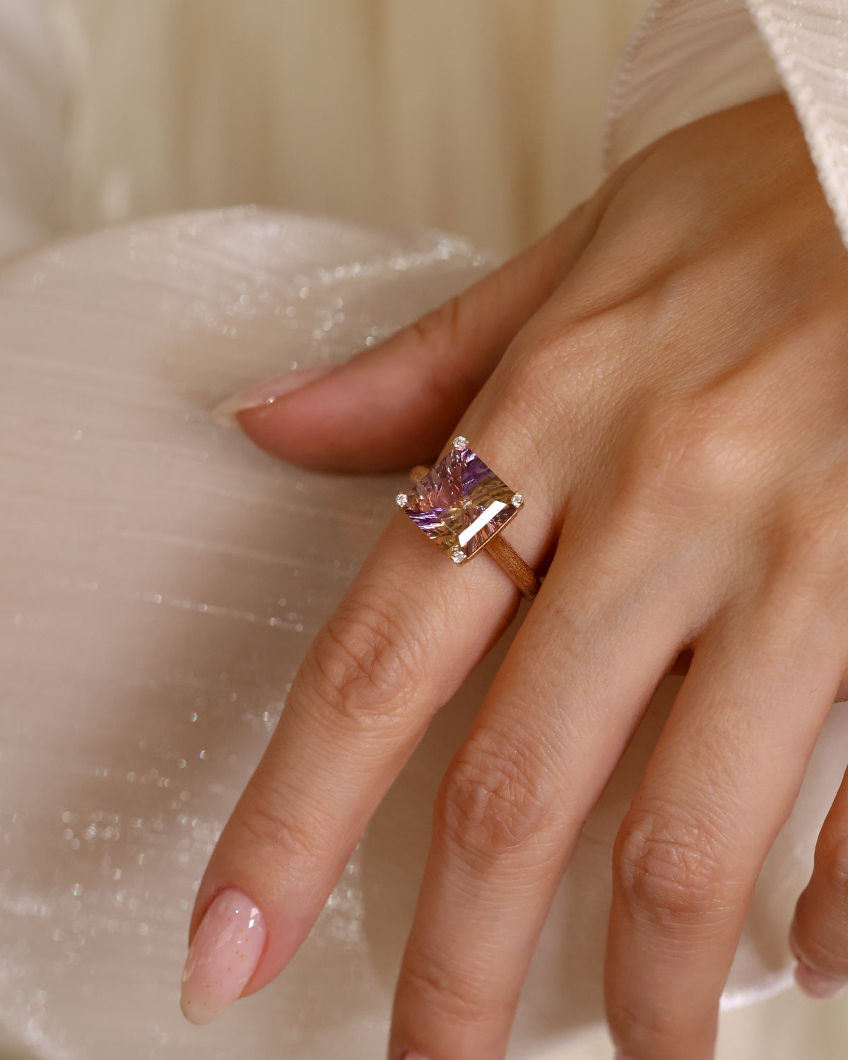 Ametrine & Natural Diamond Ring in 18K Rose Gold, 4.61 ct