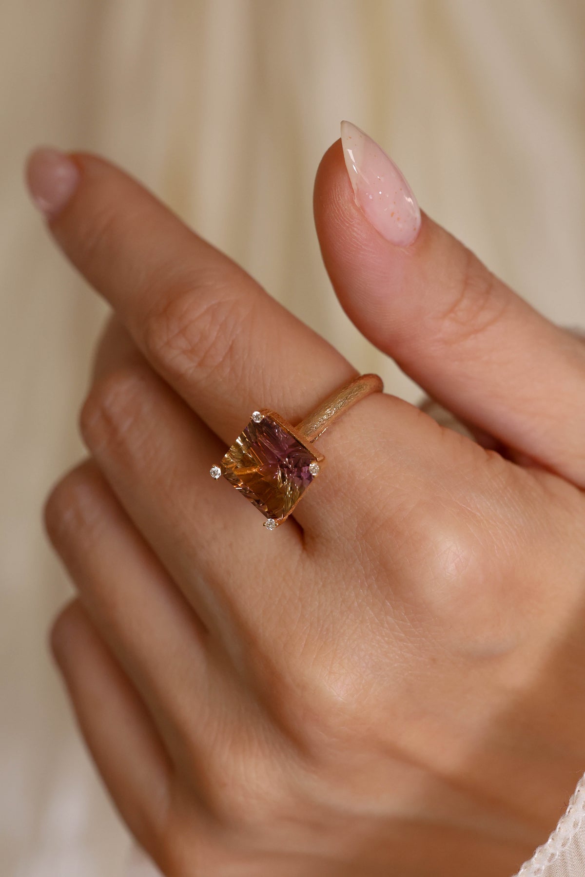 Ametrine & Natural Diamond Ring in 18K Rose Gold – view 2