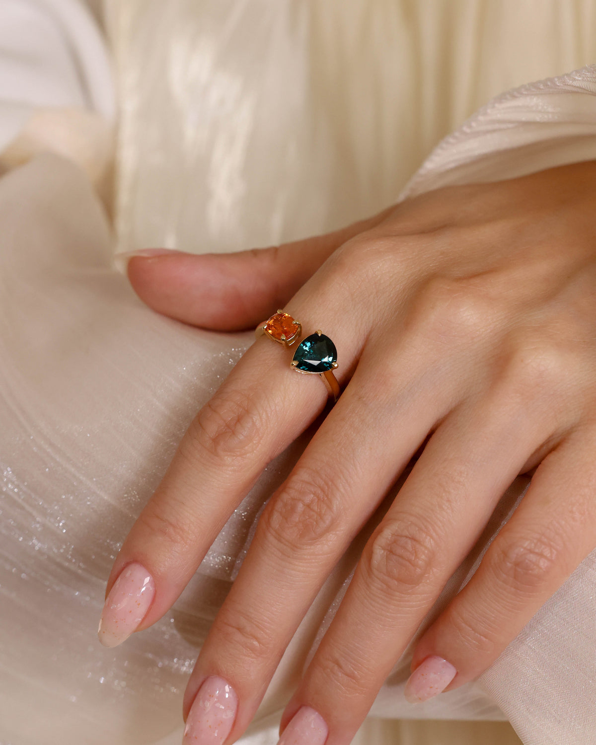 Color Stone Toi et Moi Ring in 18K Yellow Gold